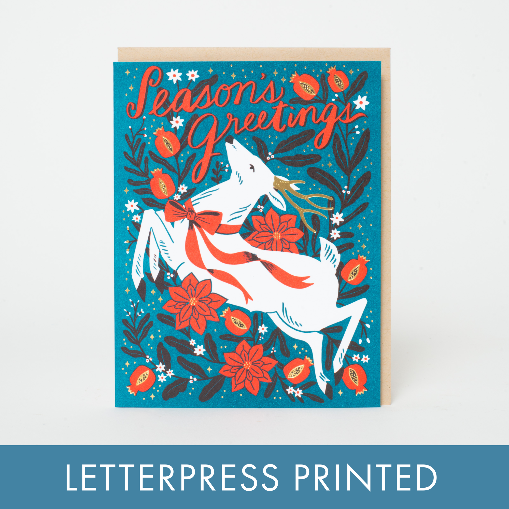 Season's Greetings Deer Letterpress Card by Hello!Lucky