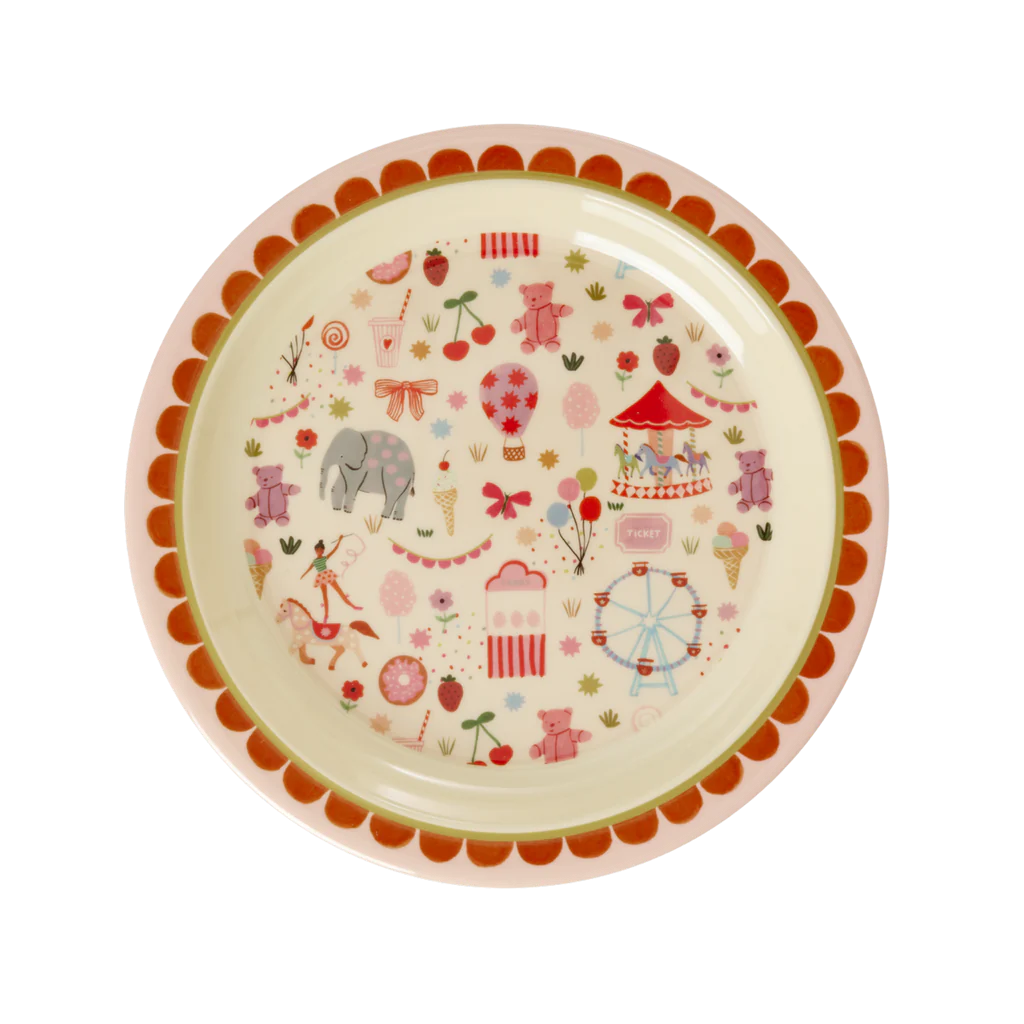 Melamine Kids Plate - Fun Fair Pink Print