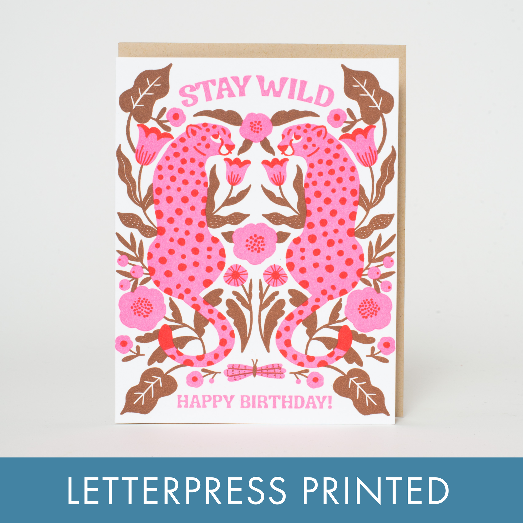 Birthday Stay Wild Leopards Letterpress Card