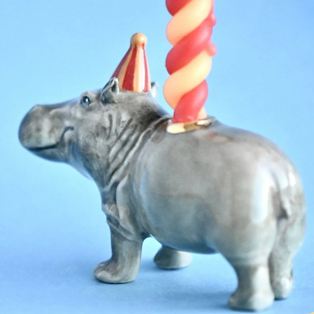 Porcelain Animal Cake Topper -hippo