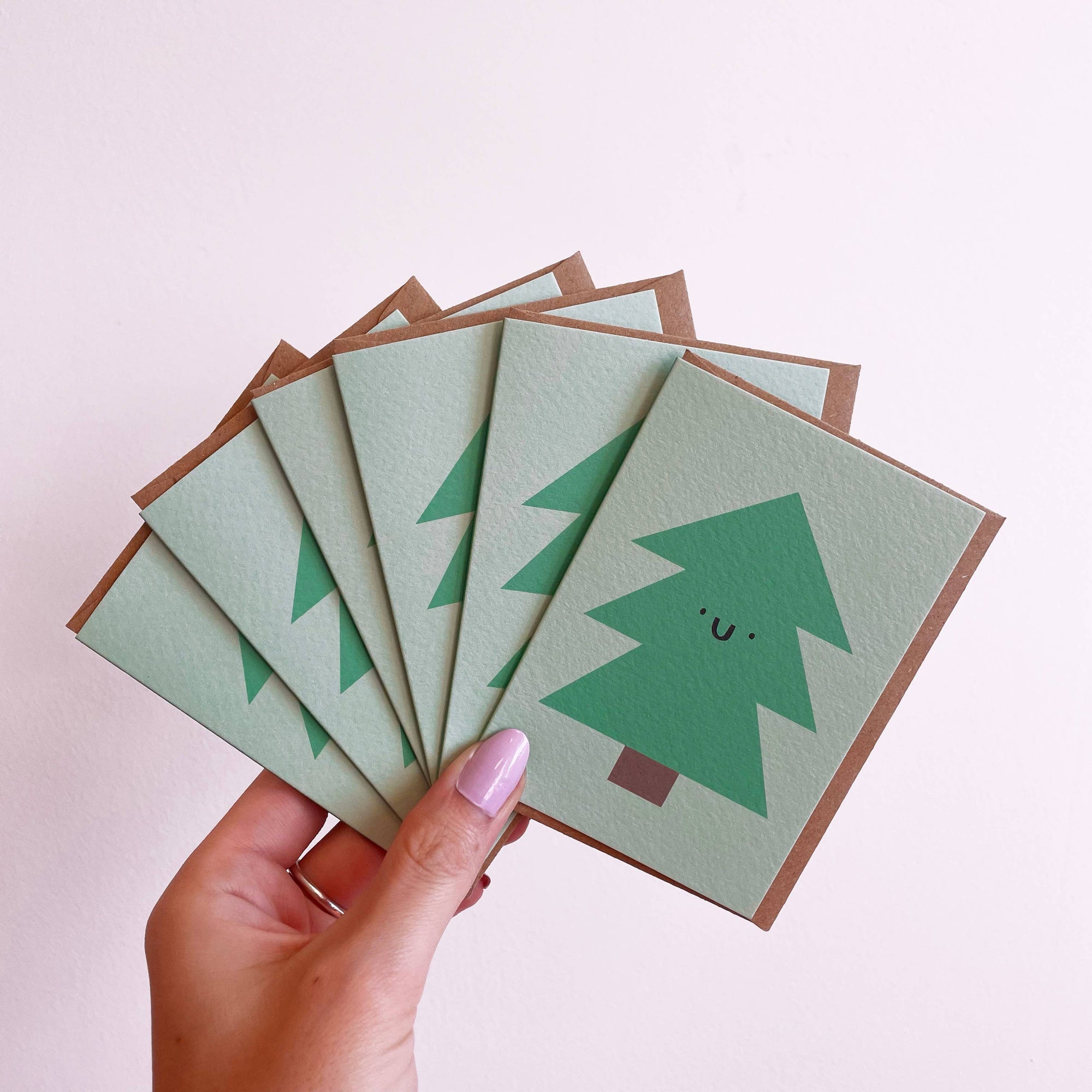 Mini Christmas Tree Cards - Pack of 6