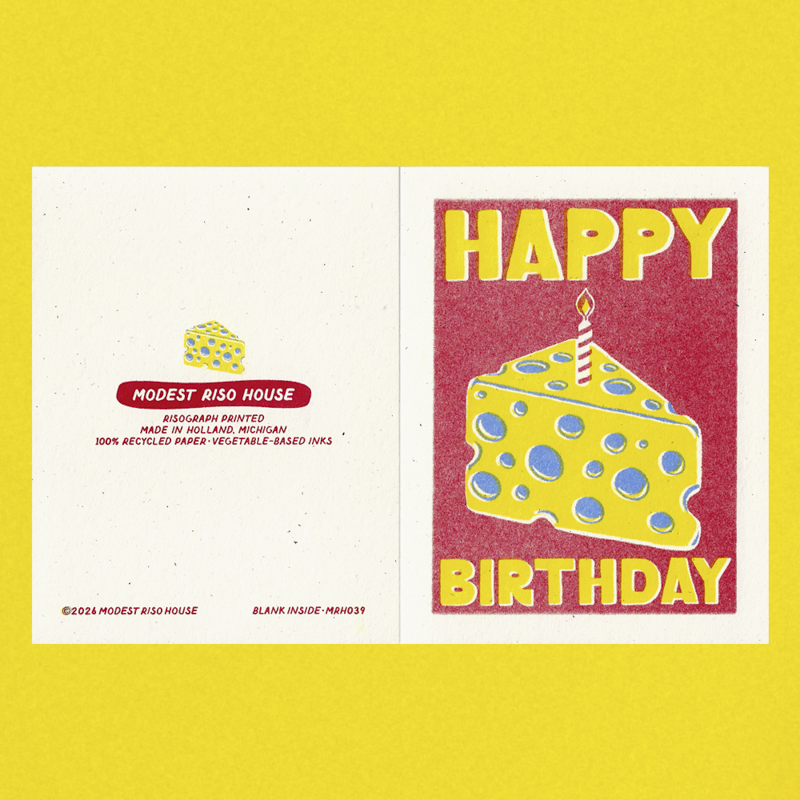 Cheesy Happy Birthday - Risograph Card