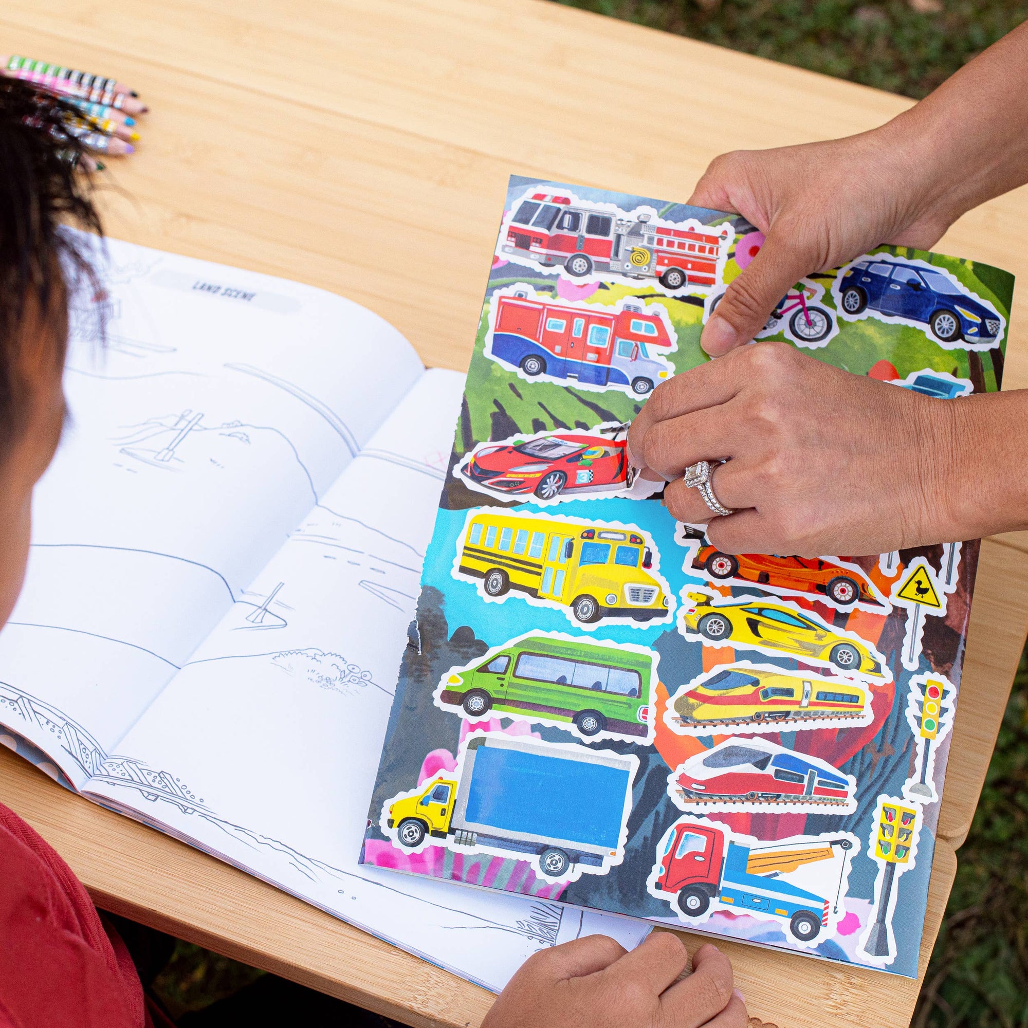 Vehicles Fold-Out Coloring Book