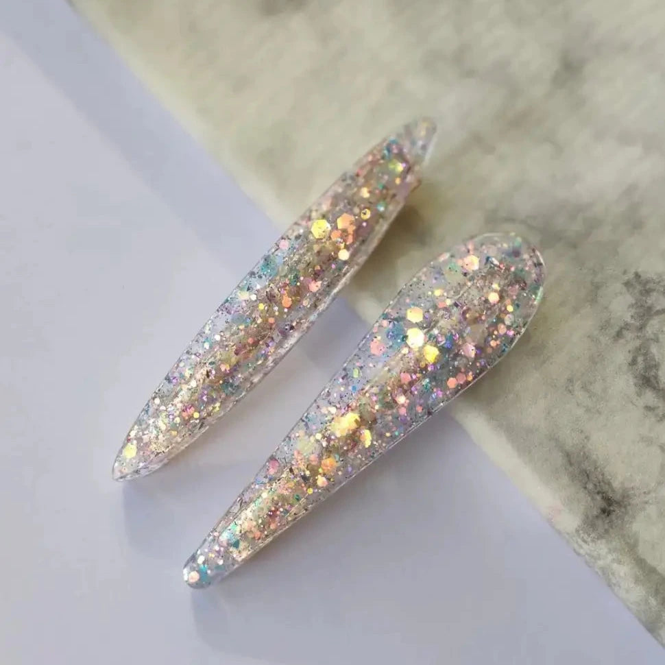 MINIMAL - SET OF 2 RESIN HAIR CLIPS  : Unicorn Dust