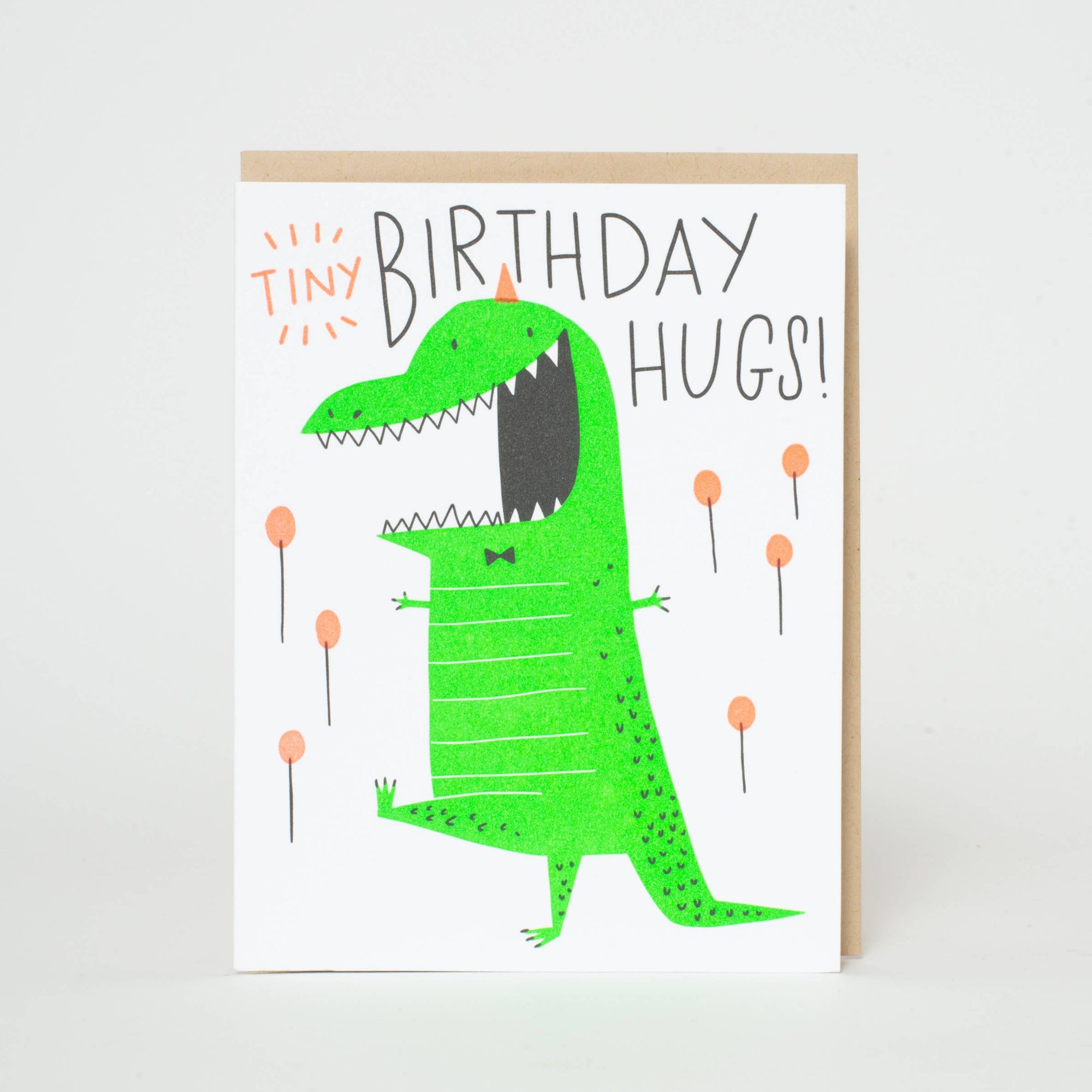 Birthday Tiny Hugs Dino Letterpress Card