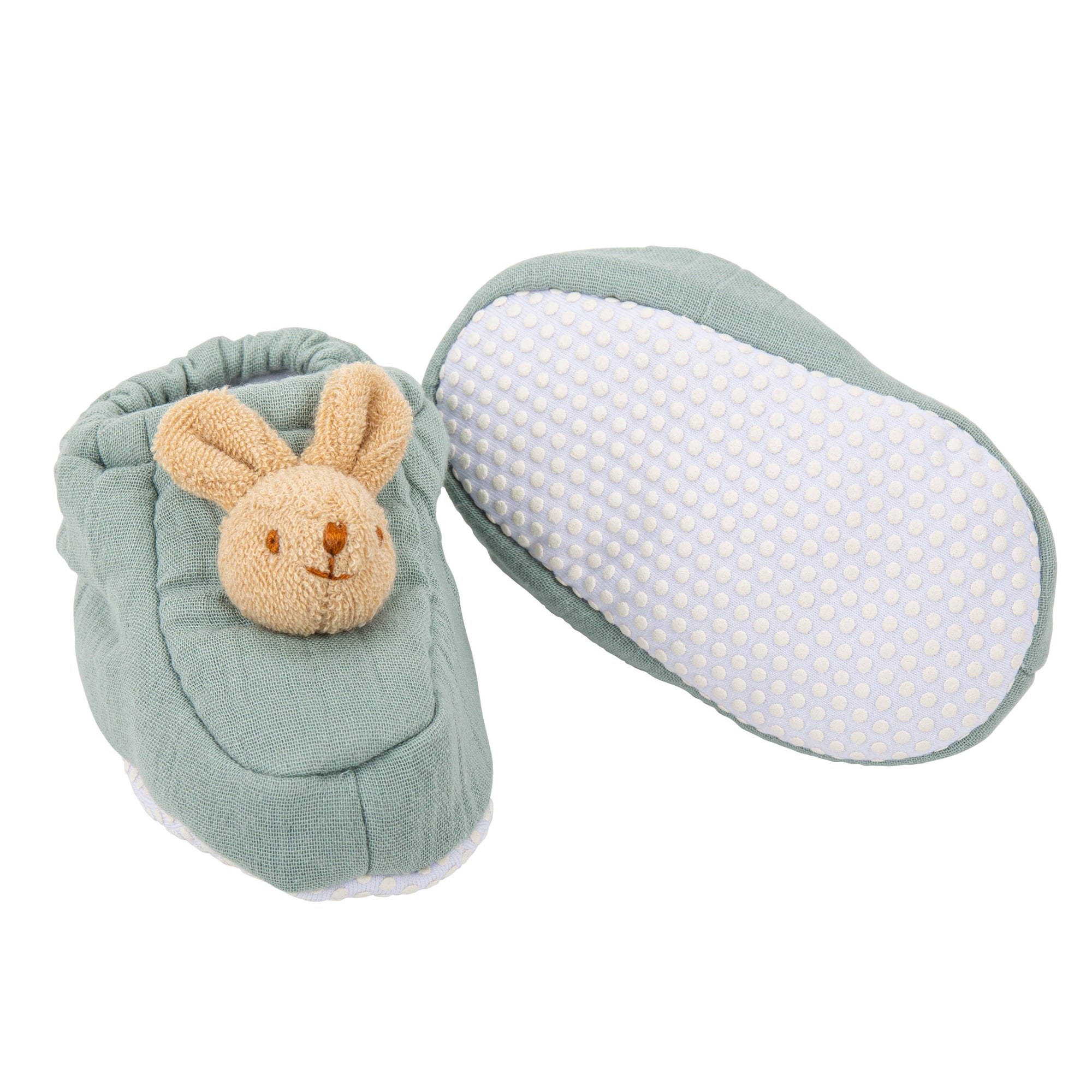 Organic Celadon Cotton Rabbit Slippers