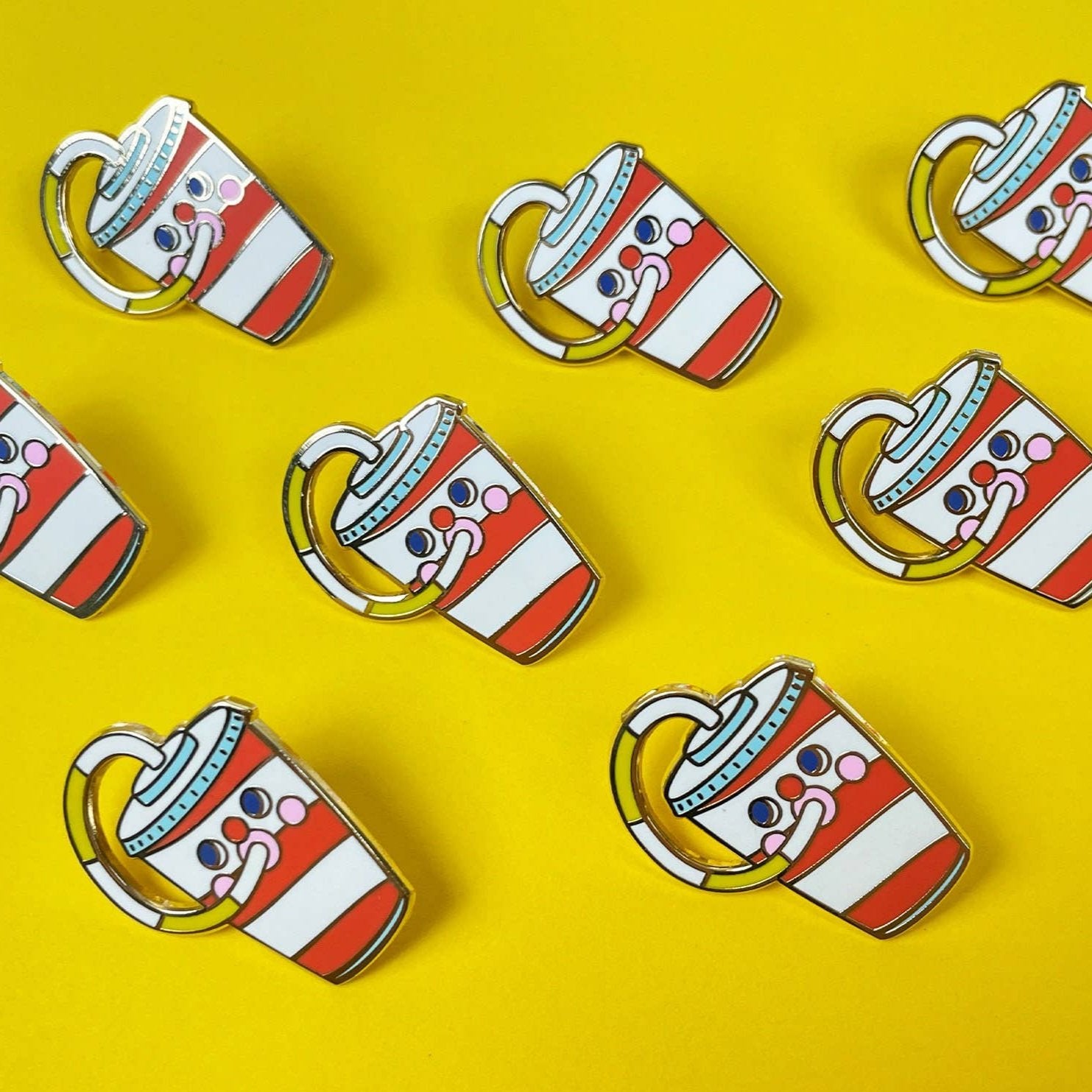 Drink Up Gold Plated Enamel Pin