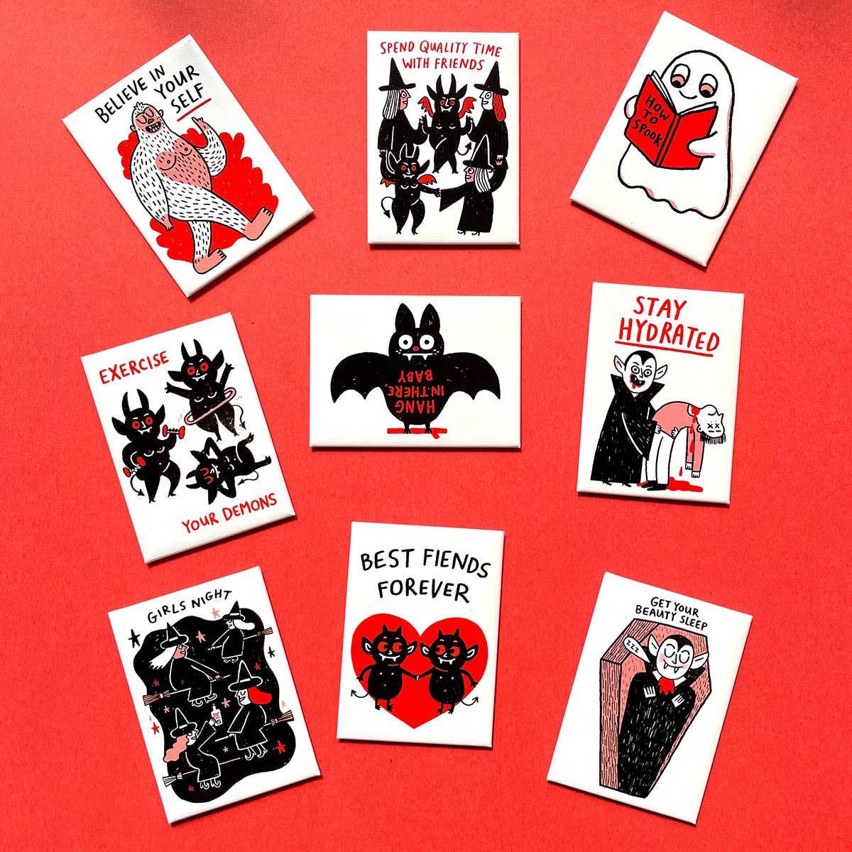 Hang in There Baby Bat Rectangle Magnet by Gemma Correll