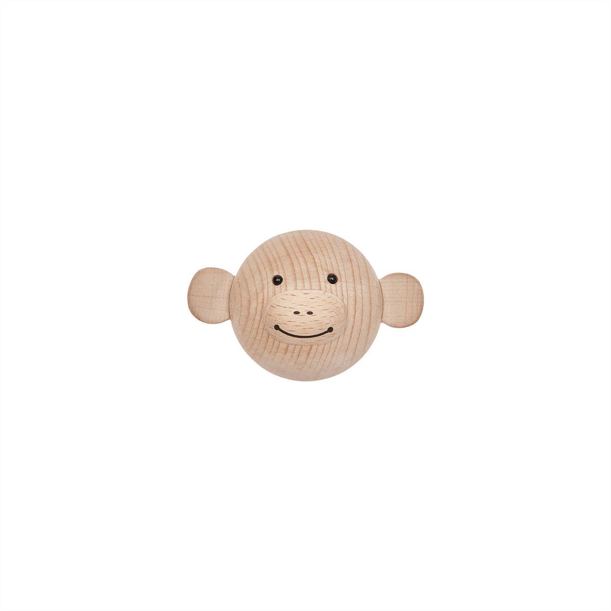 Wooden monkey toy on a white background