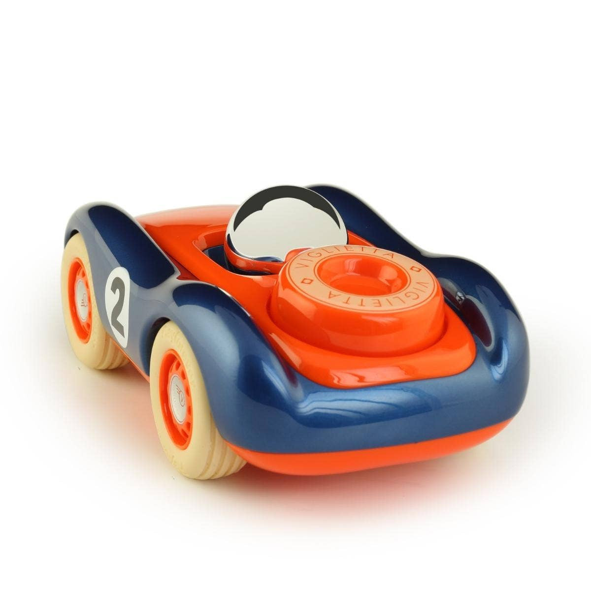 Toy car with a vintage design on a white background