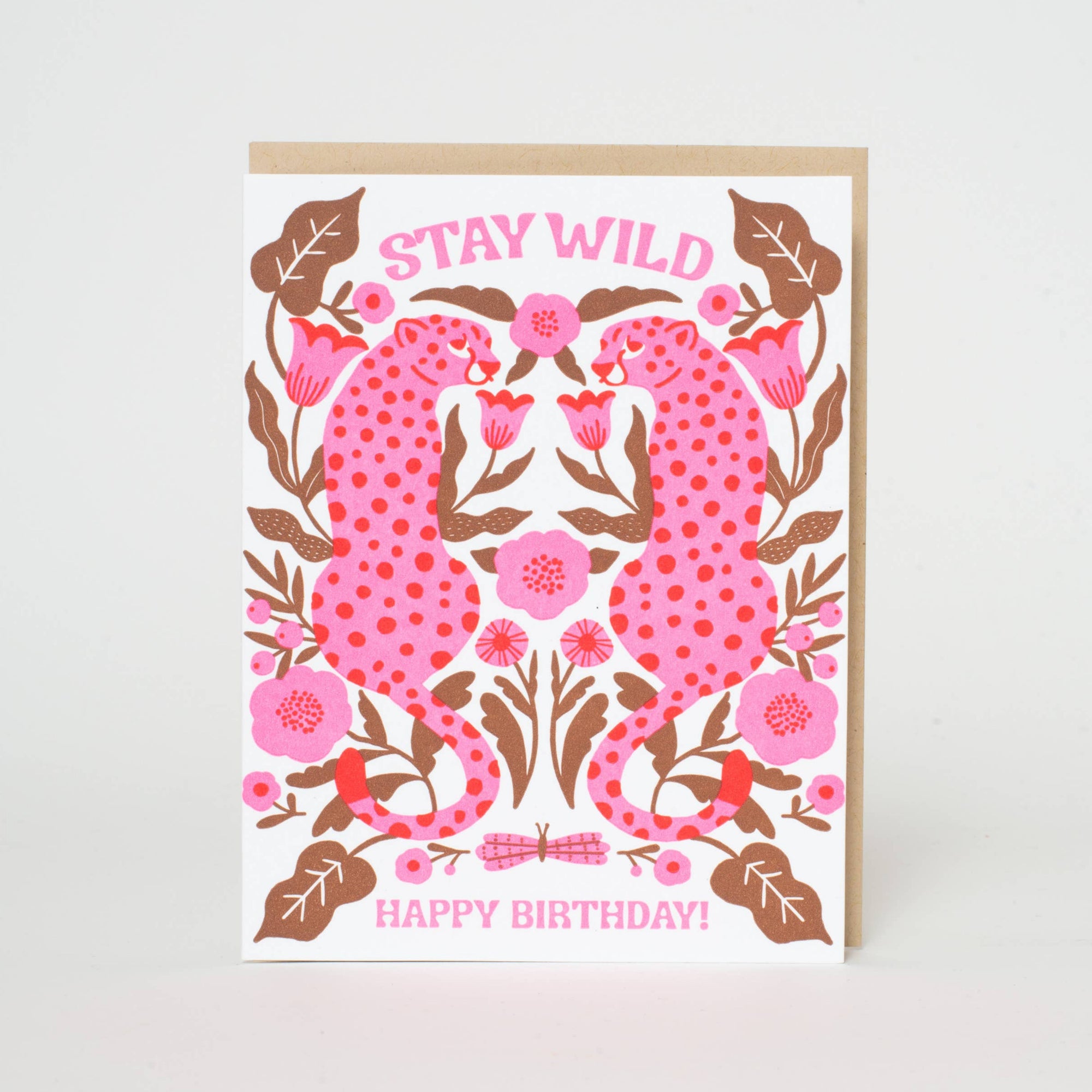 Birthday Stay Wild Leopards Letterpress Card