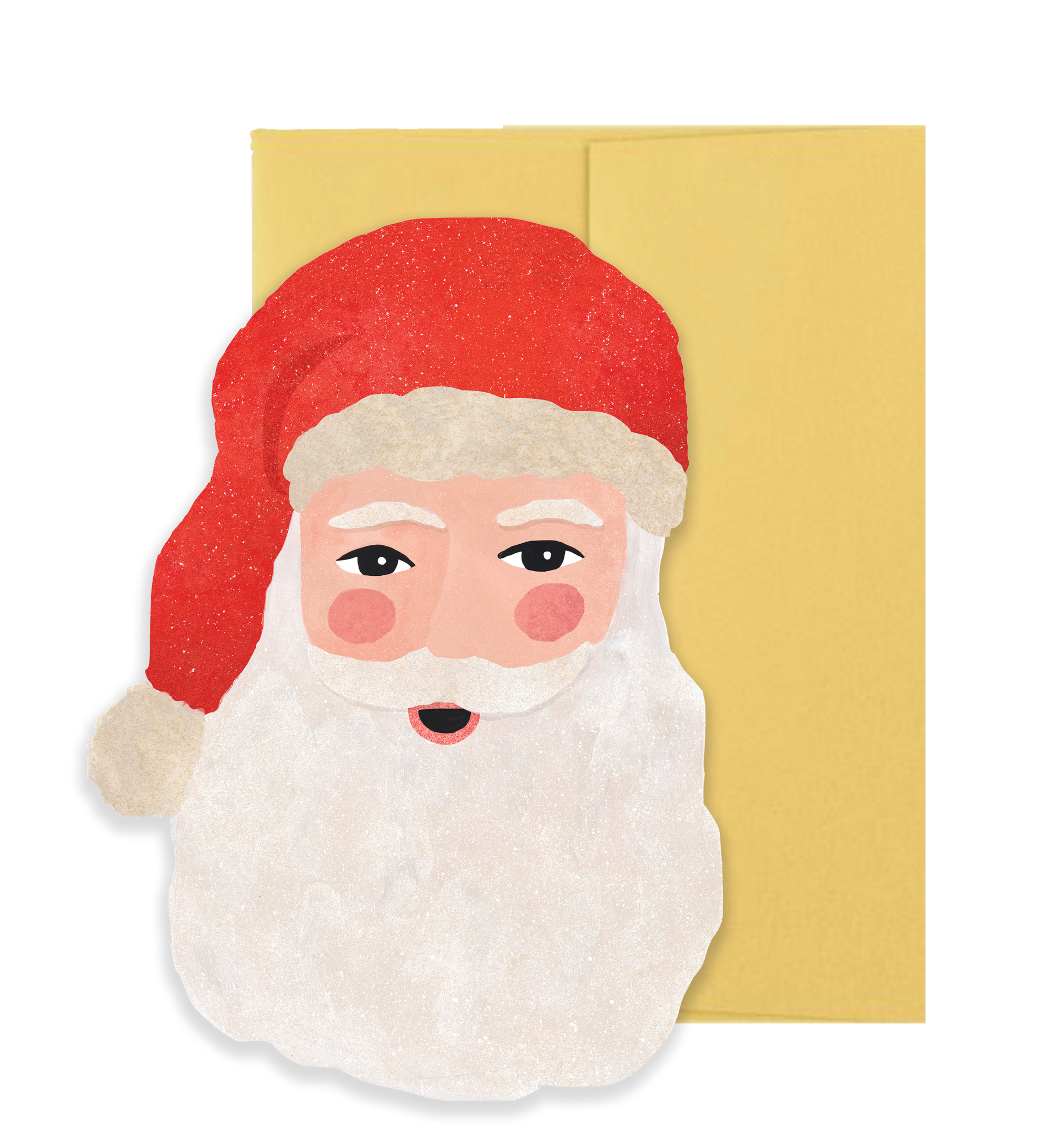 Card with a Santa Claus face design on a yellow background