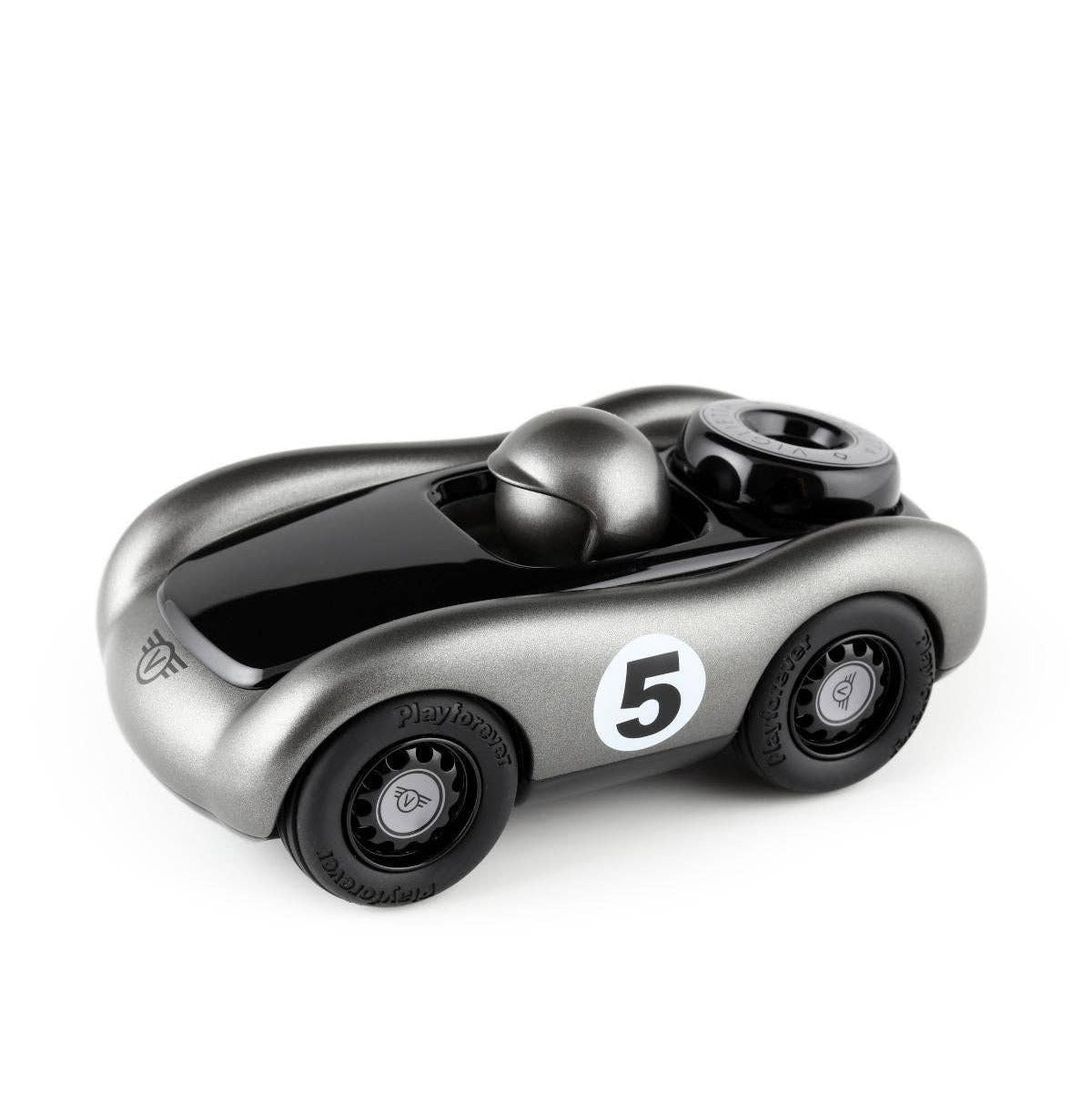 Toy car with number 5 on a white background