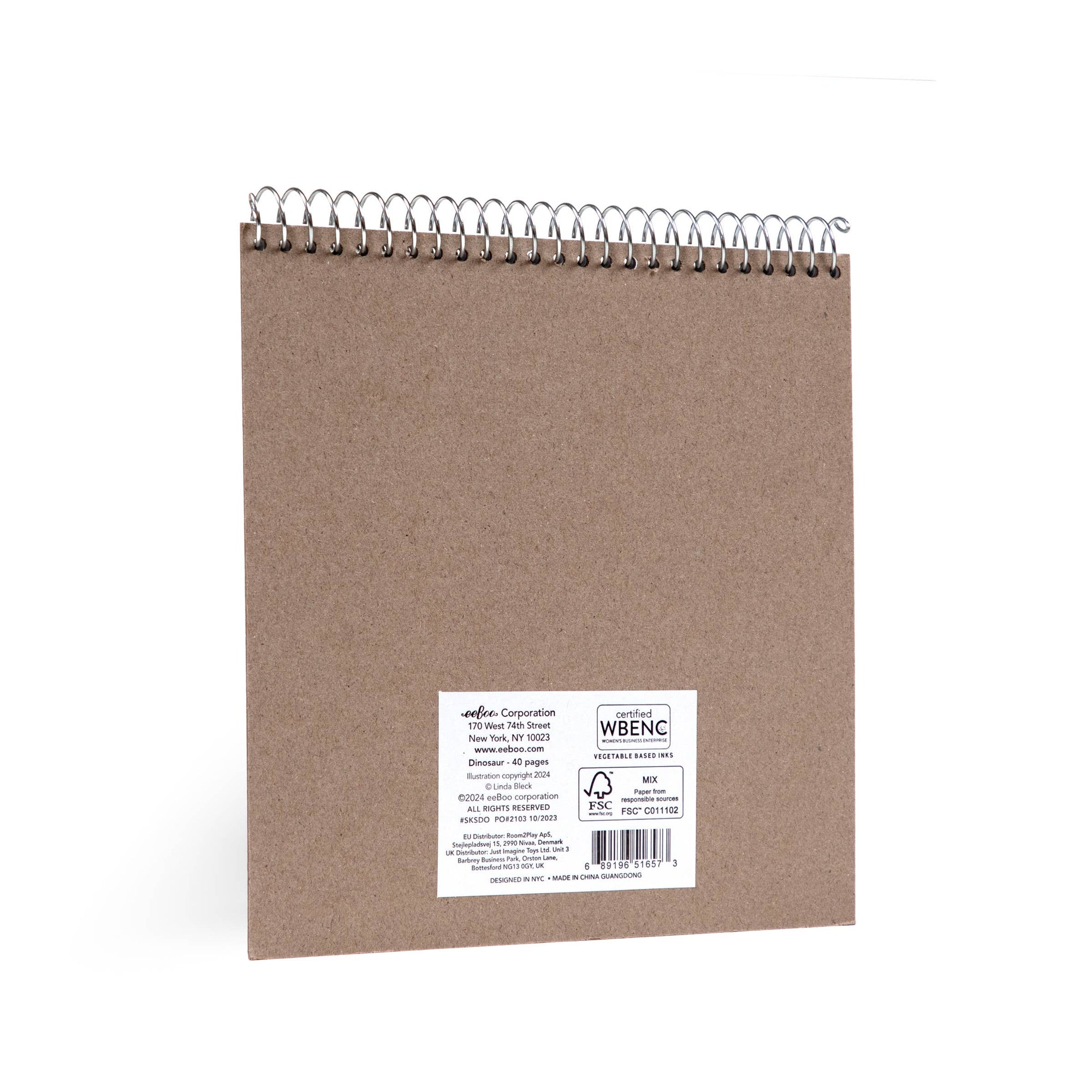 Brown notebook with a label on a white background