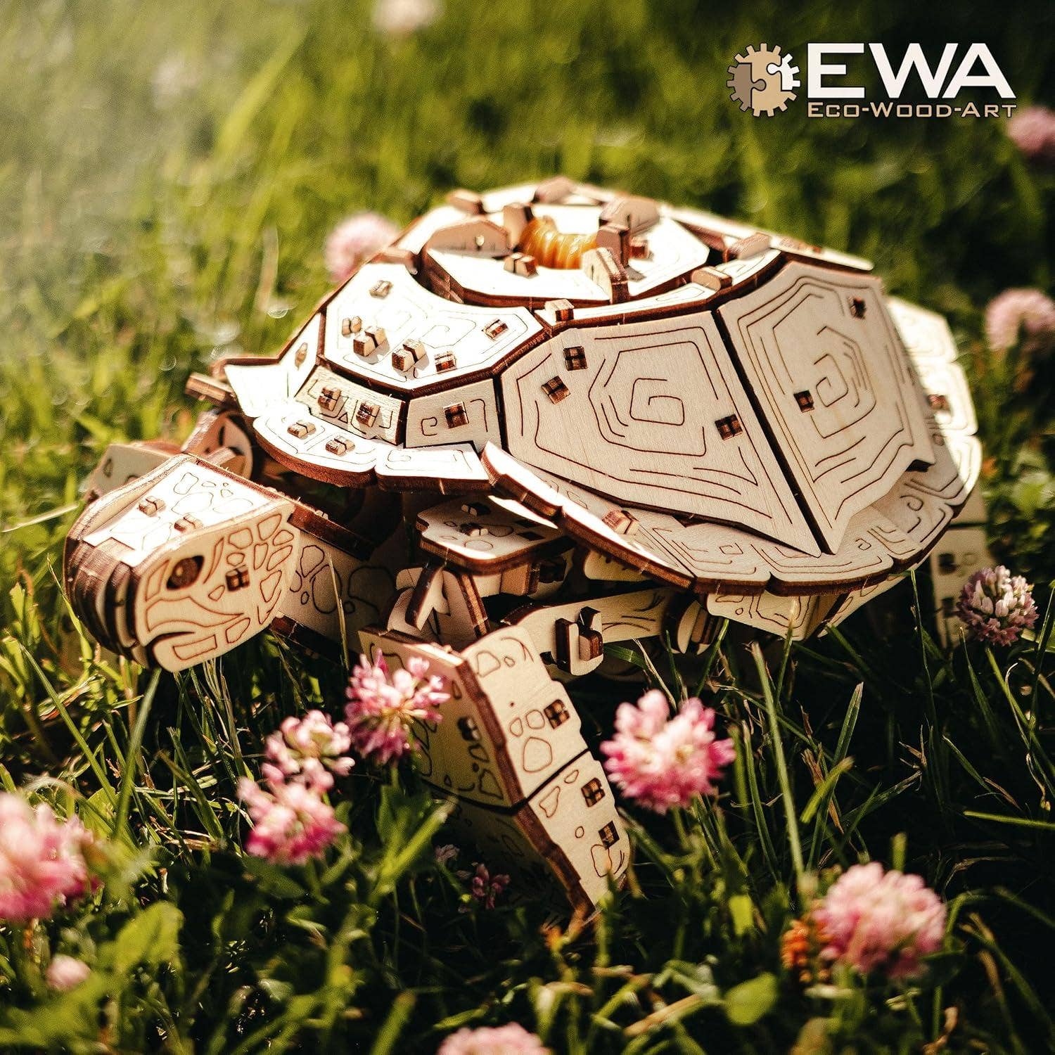 DIY Wooden Turtle -mechanical wind-up 3D-puzzle