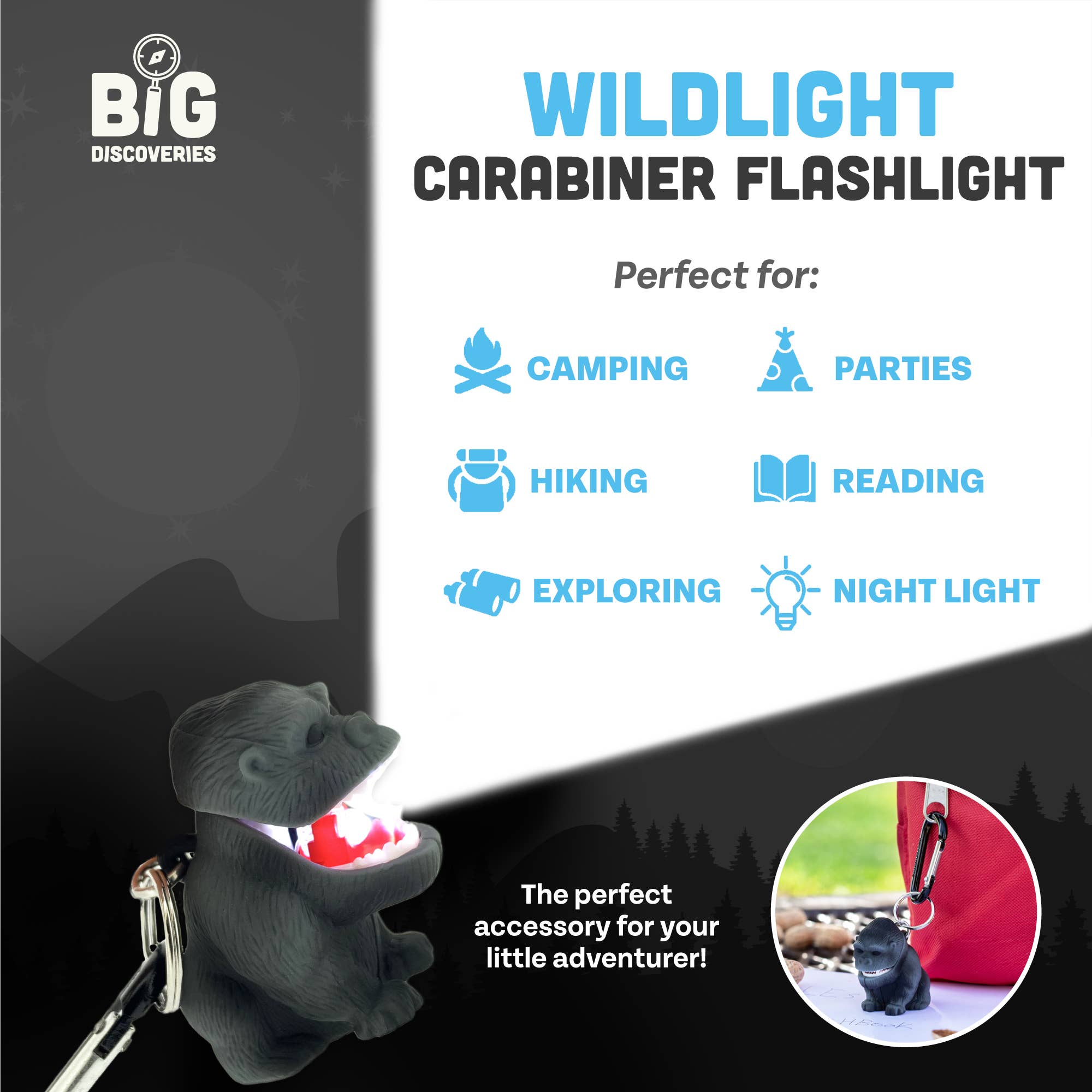 WildLight Animal Carabiner Flashlight - Gorilla