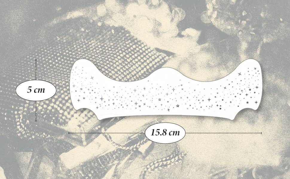 Measurement chart with a white rectangular object on a textured background