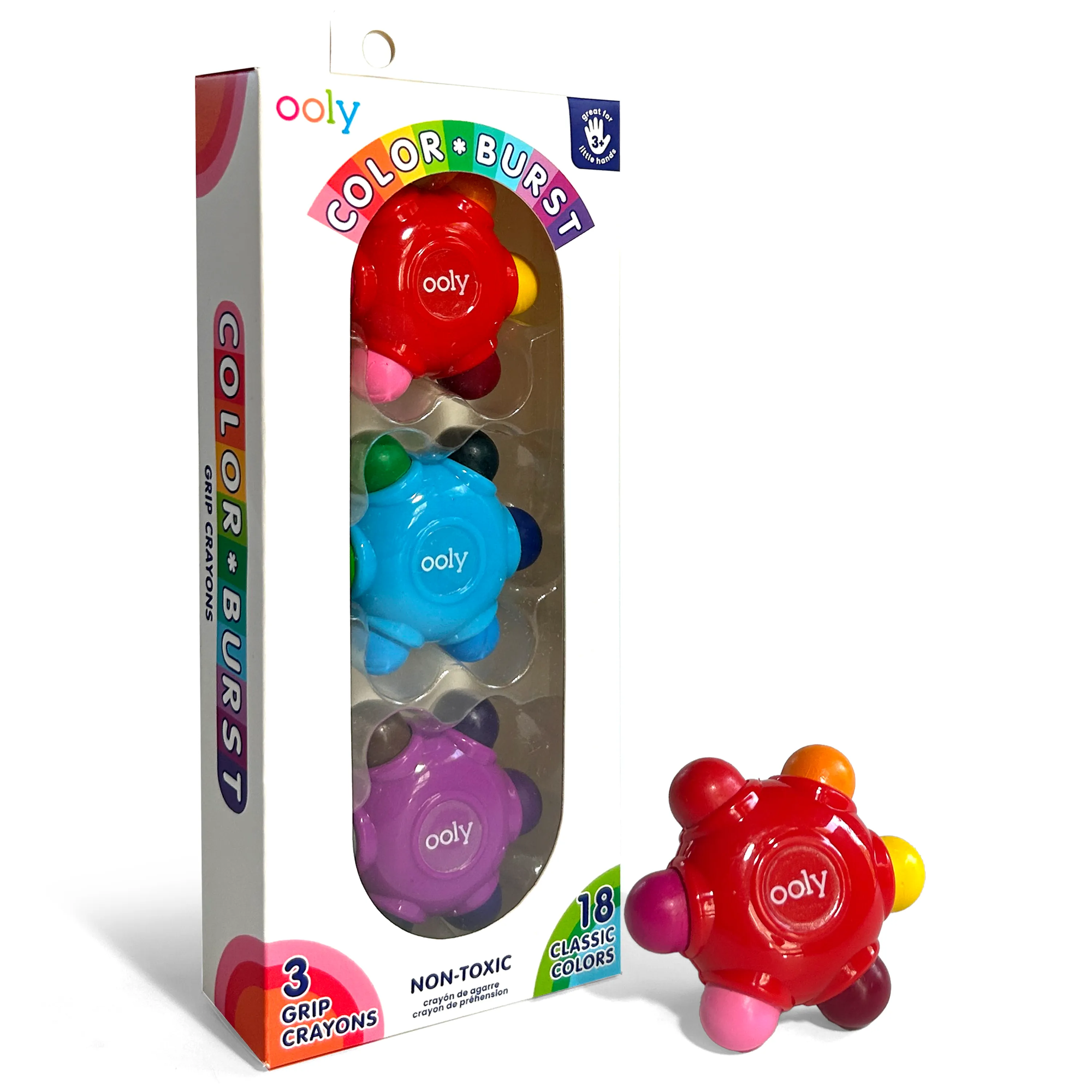 Color Burst: Grip Crayons (Set of 3 with 18 Classic Colors)