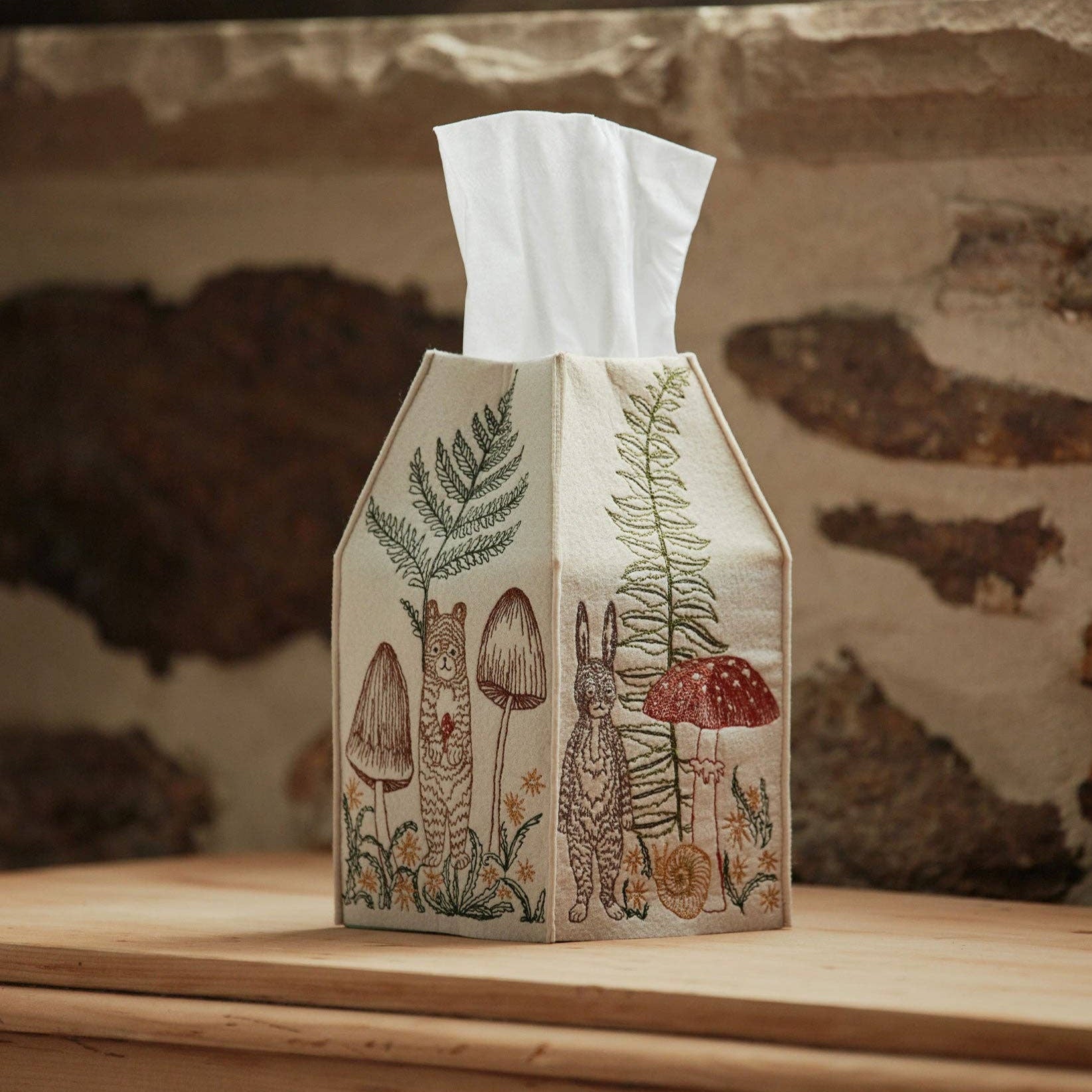 Mushrooms and Ferns Tissue Box Cover