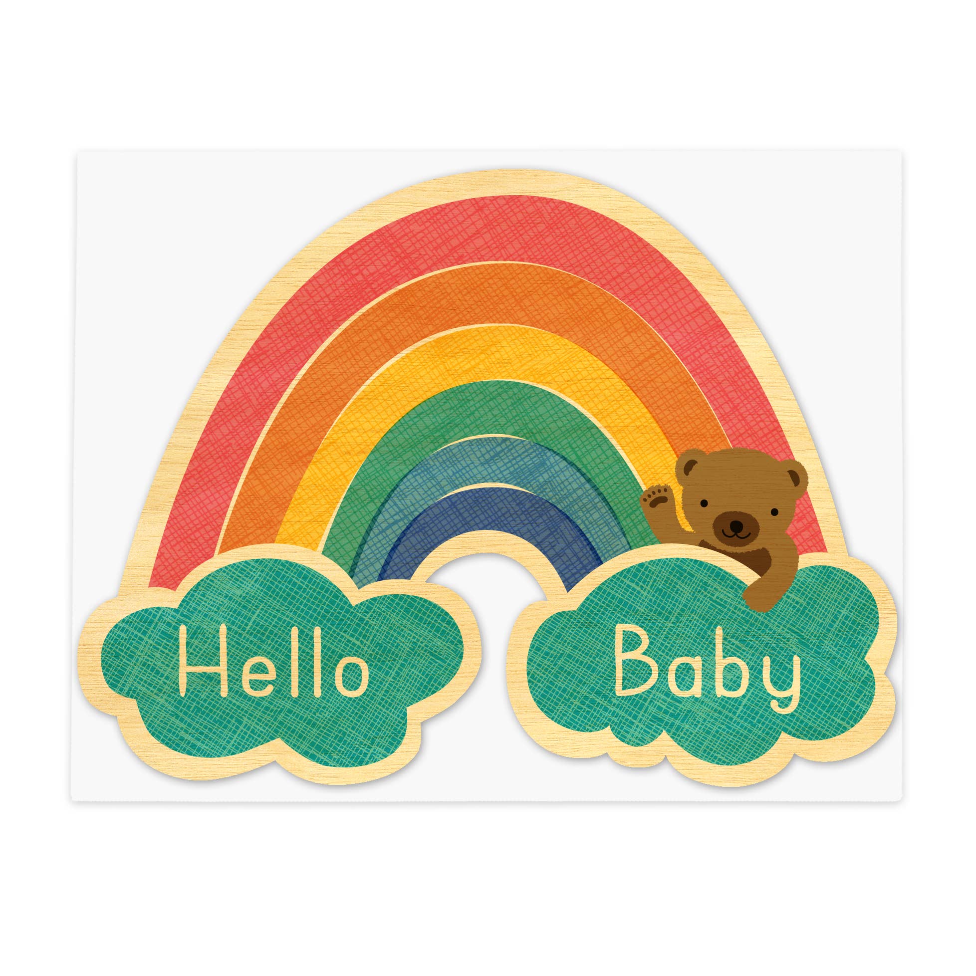 Baby Rainbow Wood Congratulations Card