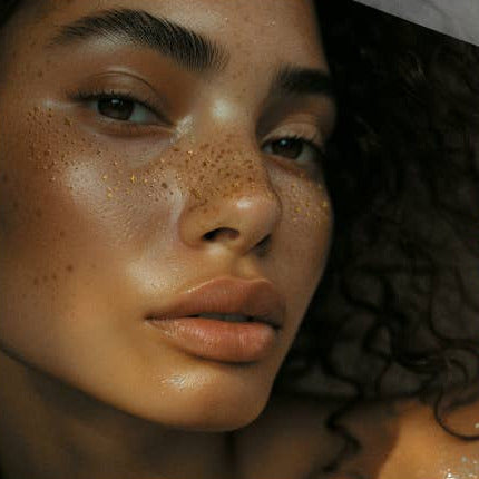 Advertisement for Fazit makeup patches with a model's face and text about Hollywood stars.