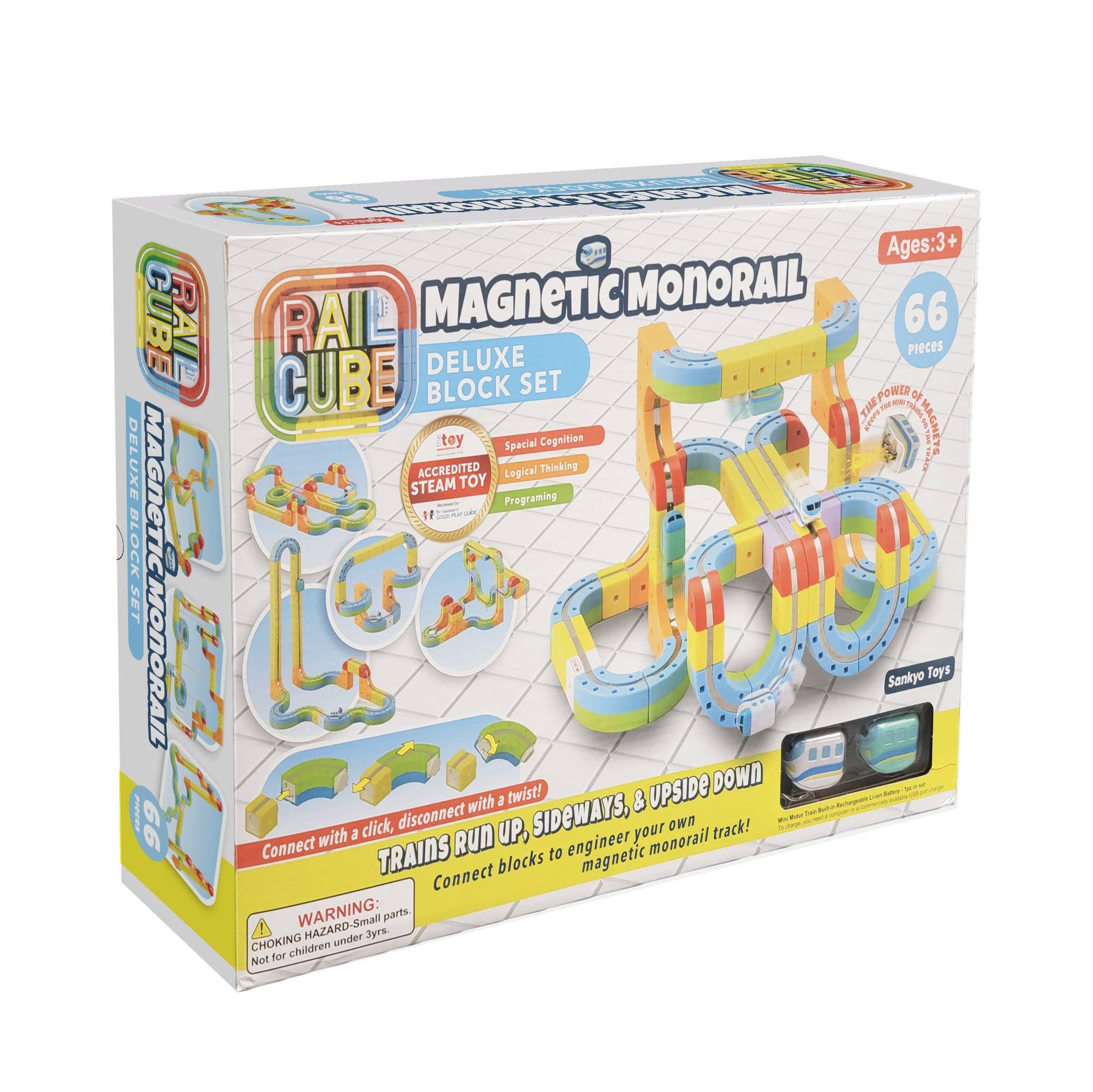 Box of Railcube Magnetic Monorail Deluxe Block Set on a white background