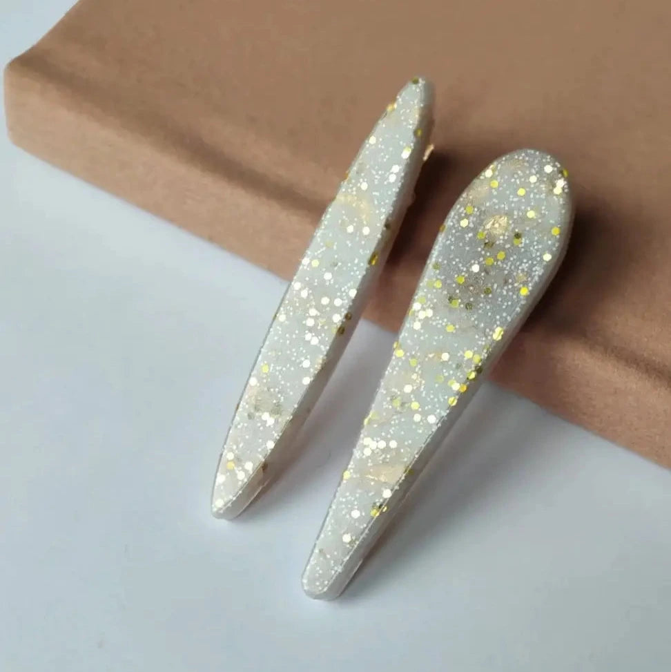 MINIMAL - SET OF 2 RESIN HAIR CLIPS  : Lilac Grey