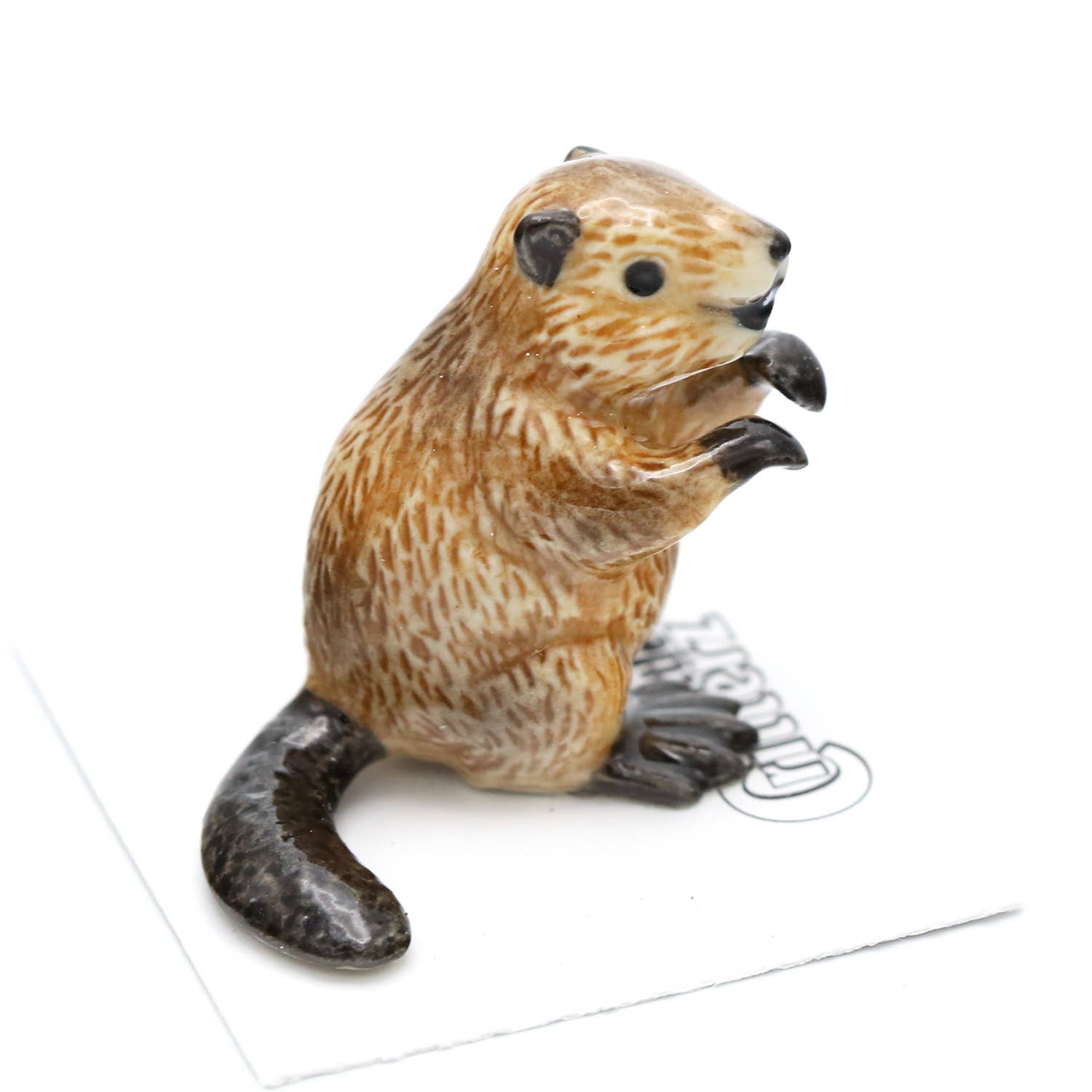 Beaver figurine on a white background