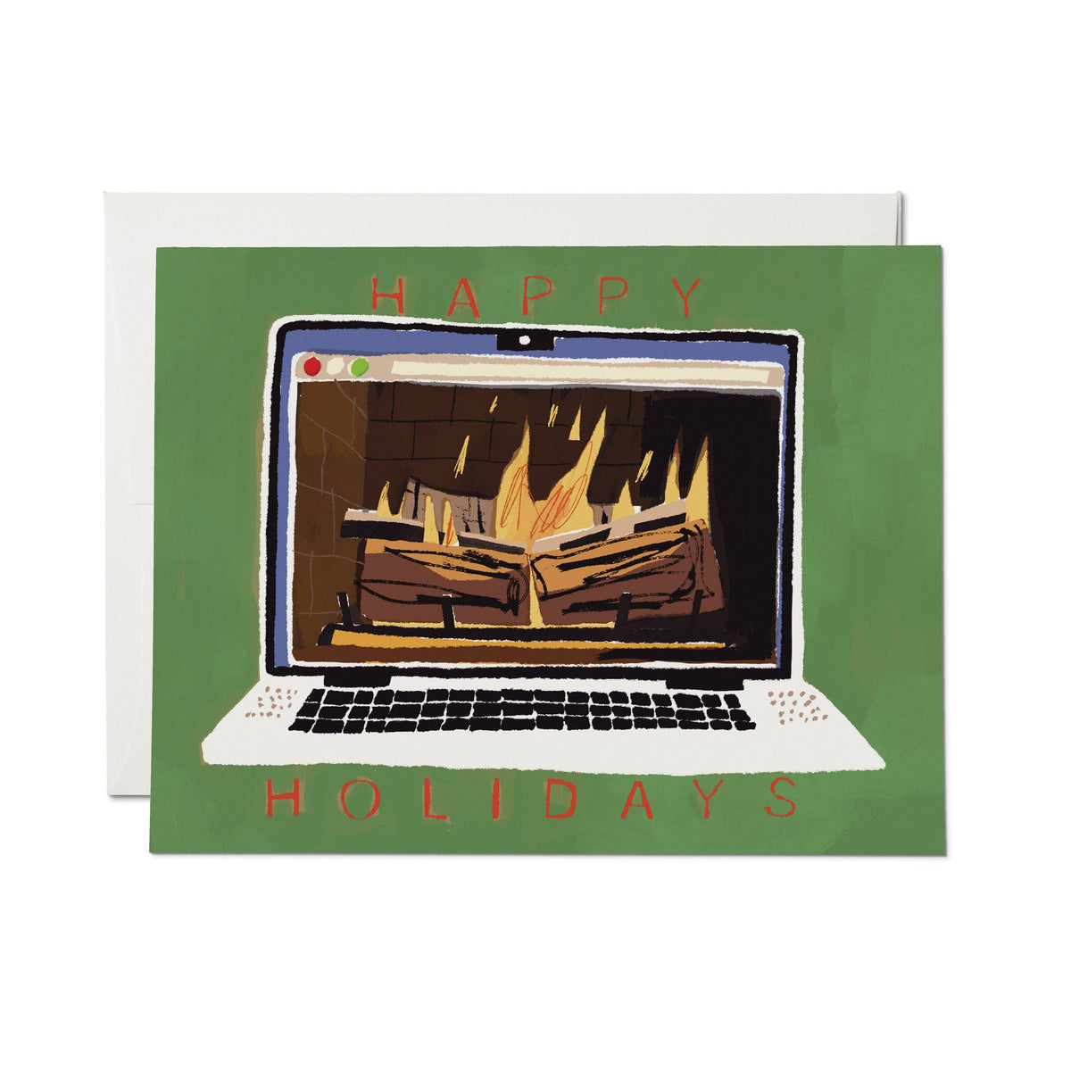 Fireplace Glow greeting card