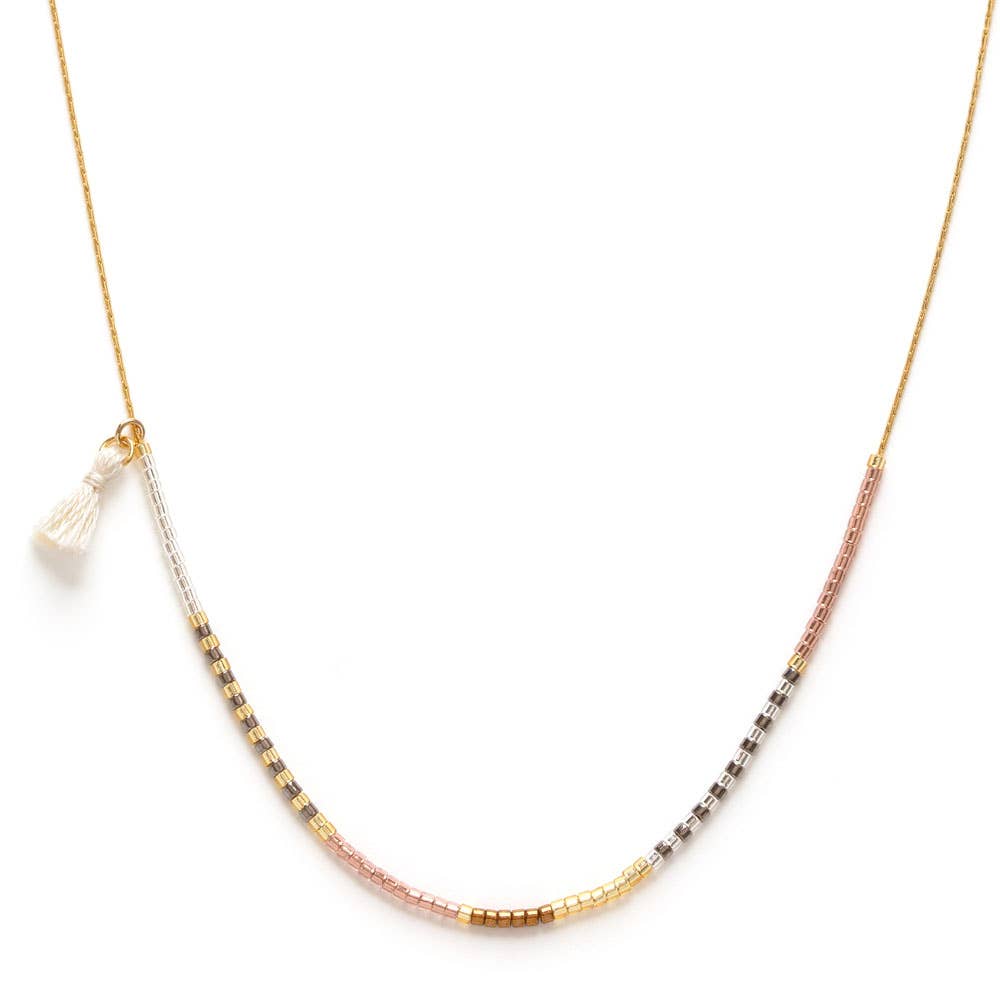 Champagne- Japanese Seed Bead Necklace