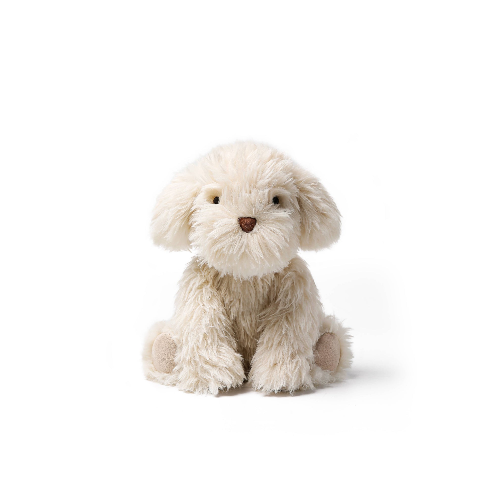 Plush toy dog on a white background