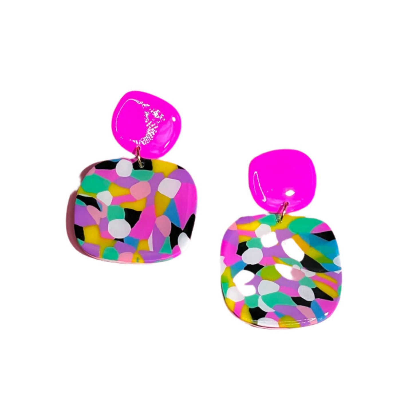 Pink Dot Abstract Bubble Earrings