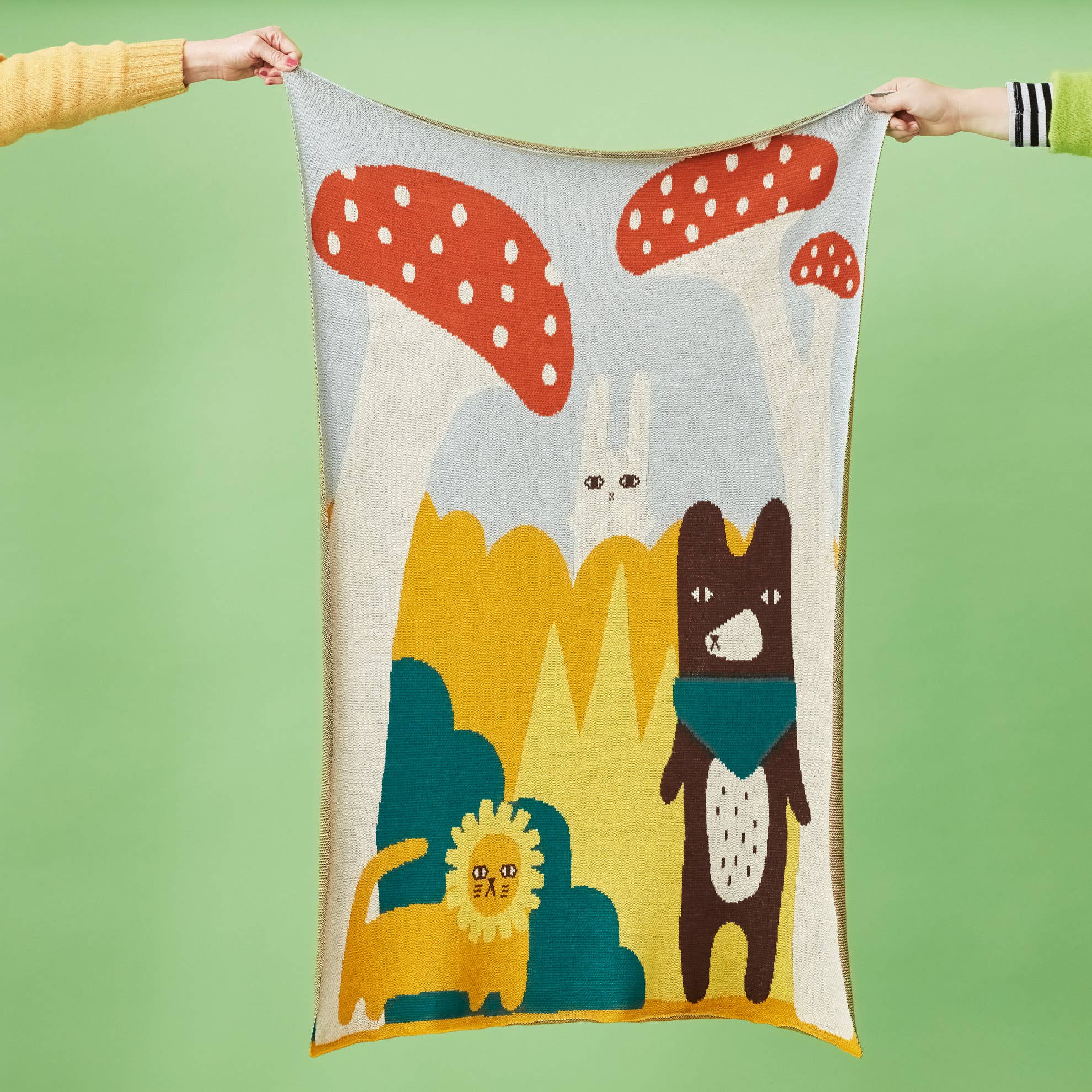 Organic Trees & Creature Cotton Mini Blanket -Donna Wilson