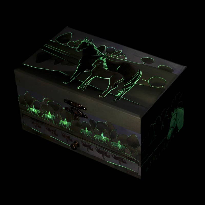 Horse Normandy Musical Jewelry Box -glow