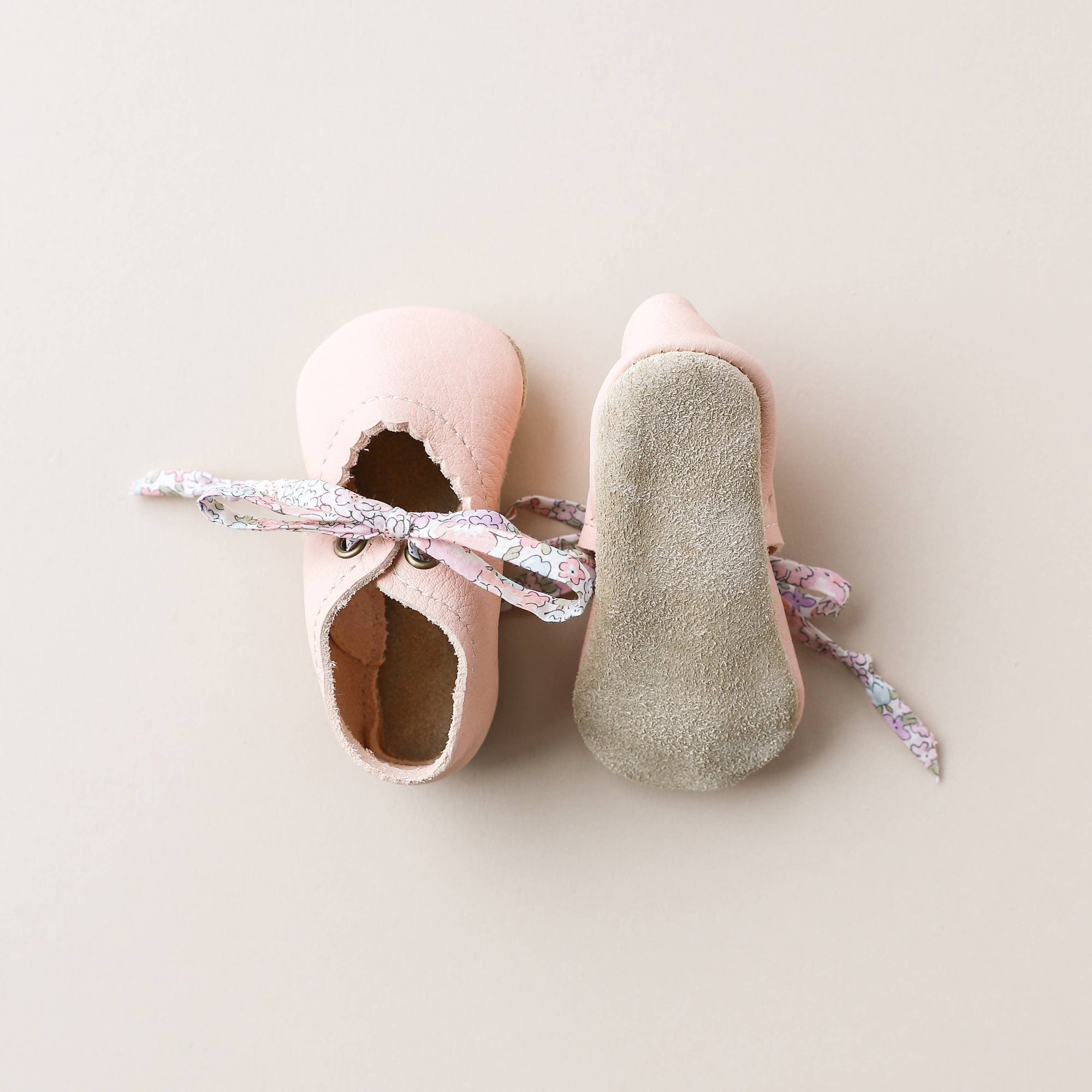 Tie Baby Mary Janes in Blush