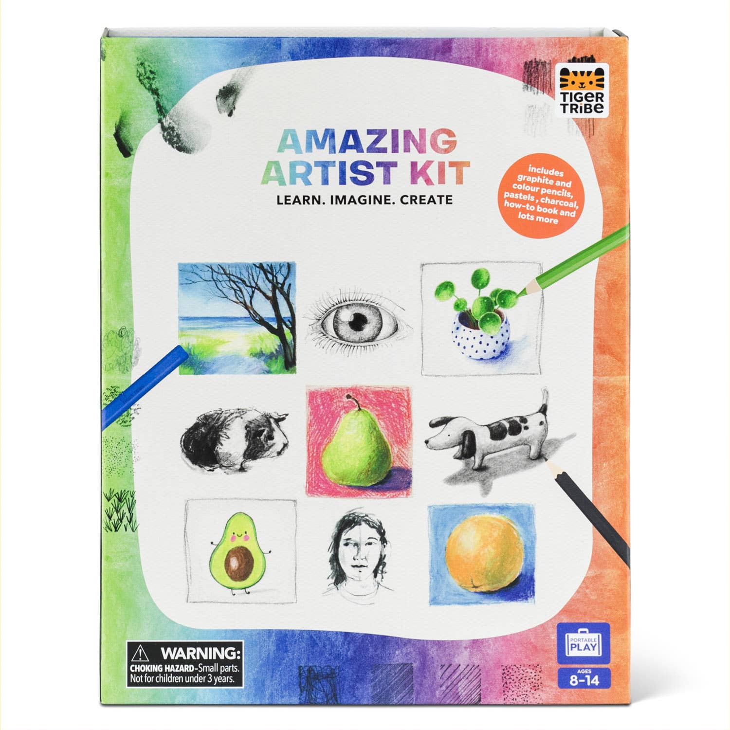 Box of an 'Amazing Artist Kit' with colorful illustrations and branding.
