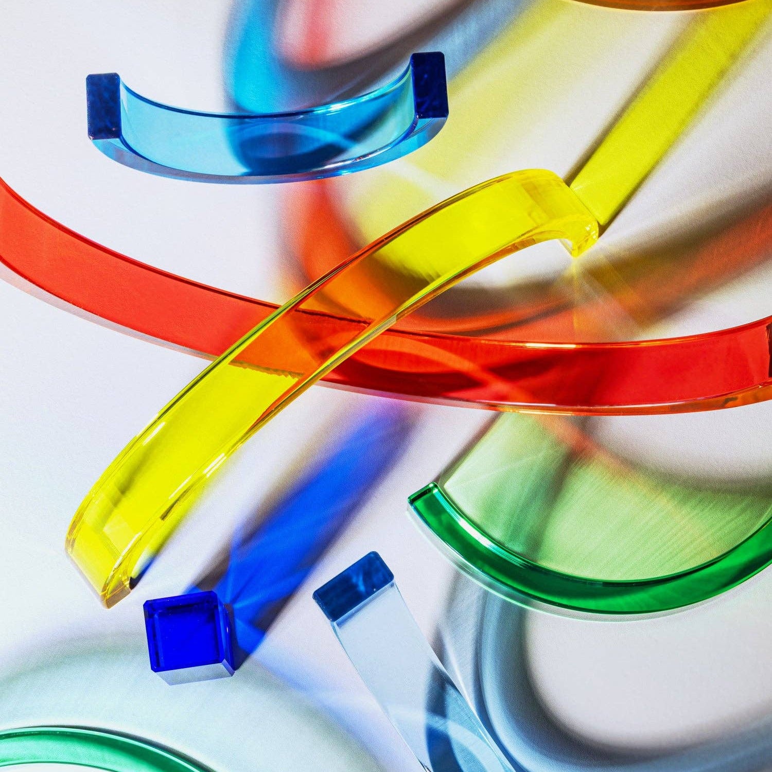 Colorful plastic blocks on a white background