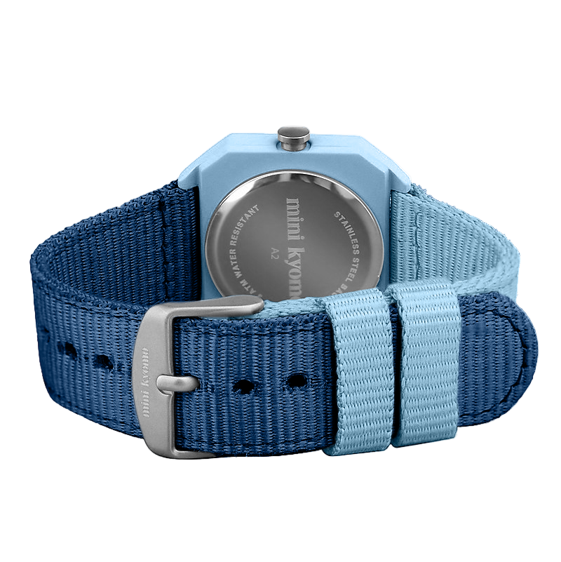 Blue watch with a blue strap on a white background
