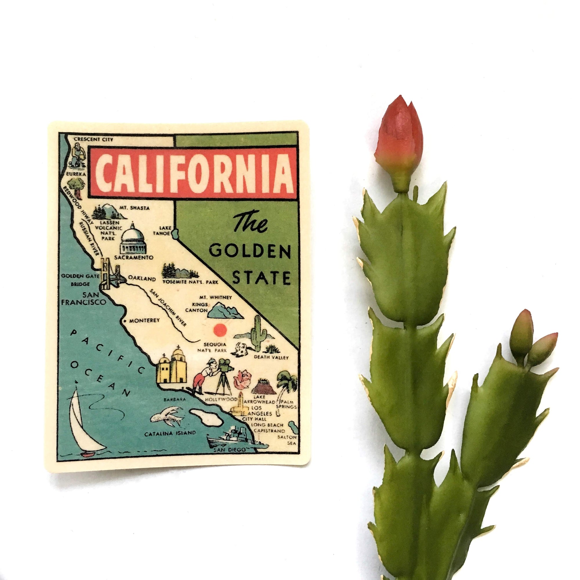 Vintage California Map Vinyl Sticker