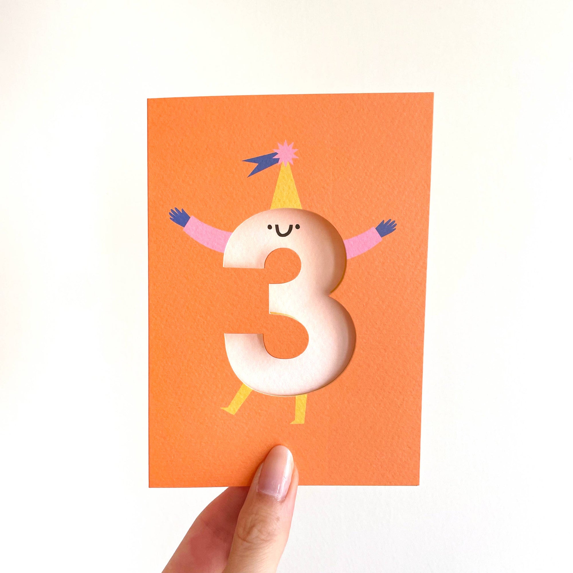 Age 3 - Die Cut - Happy Birthday - Three