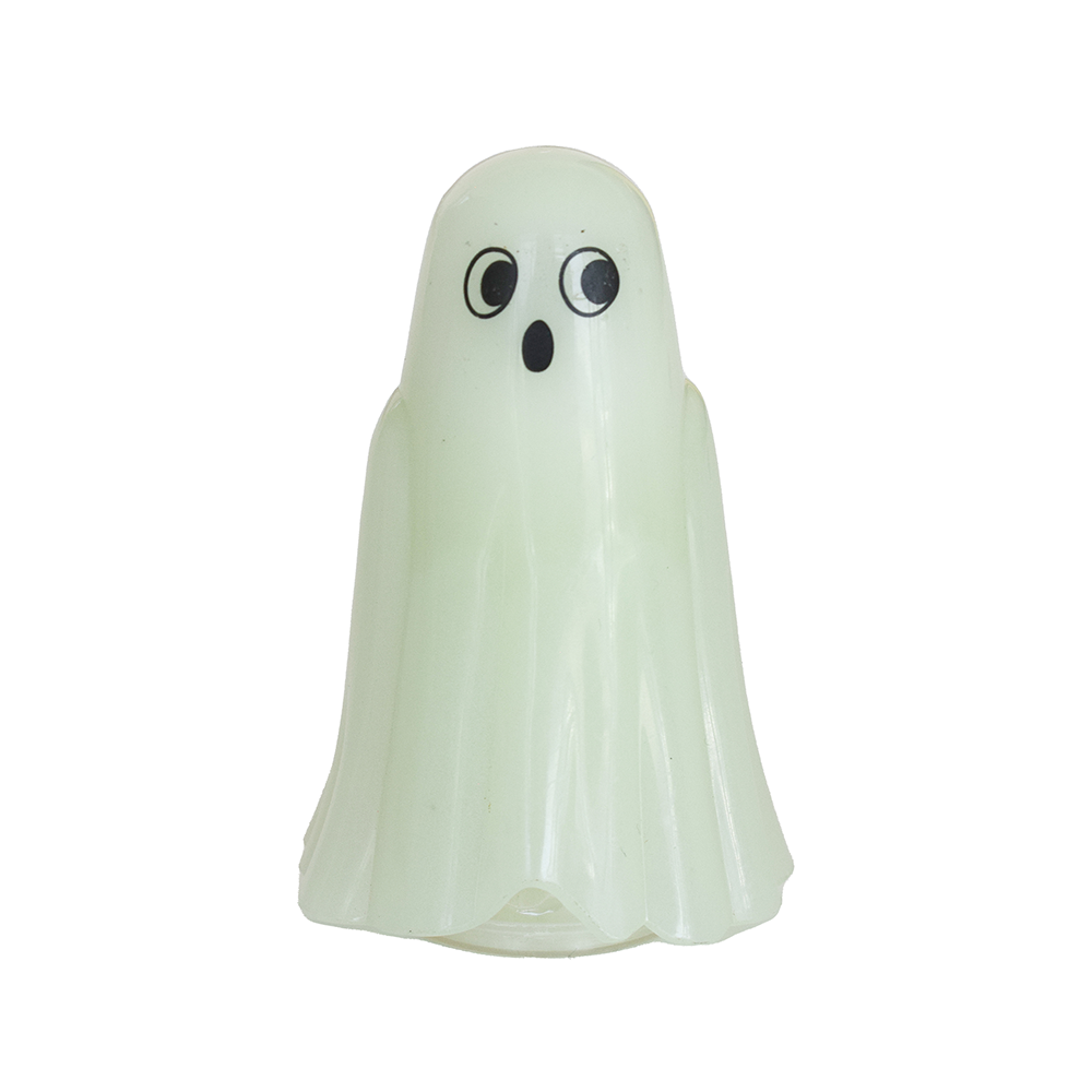 Glowing ghost-shaped object on a white background