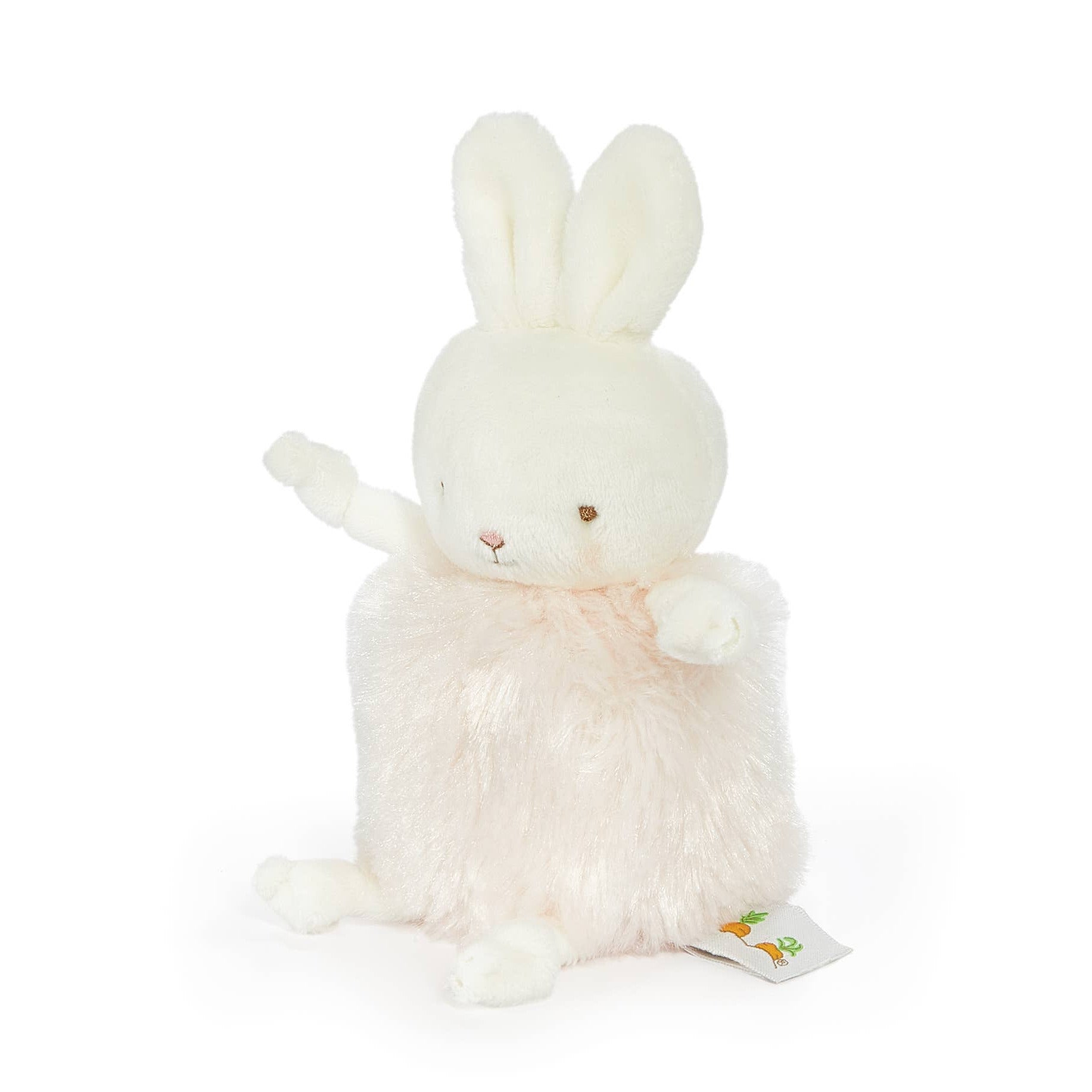 White plush bunny toy on a white background
