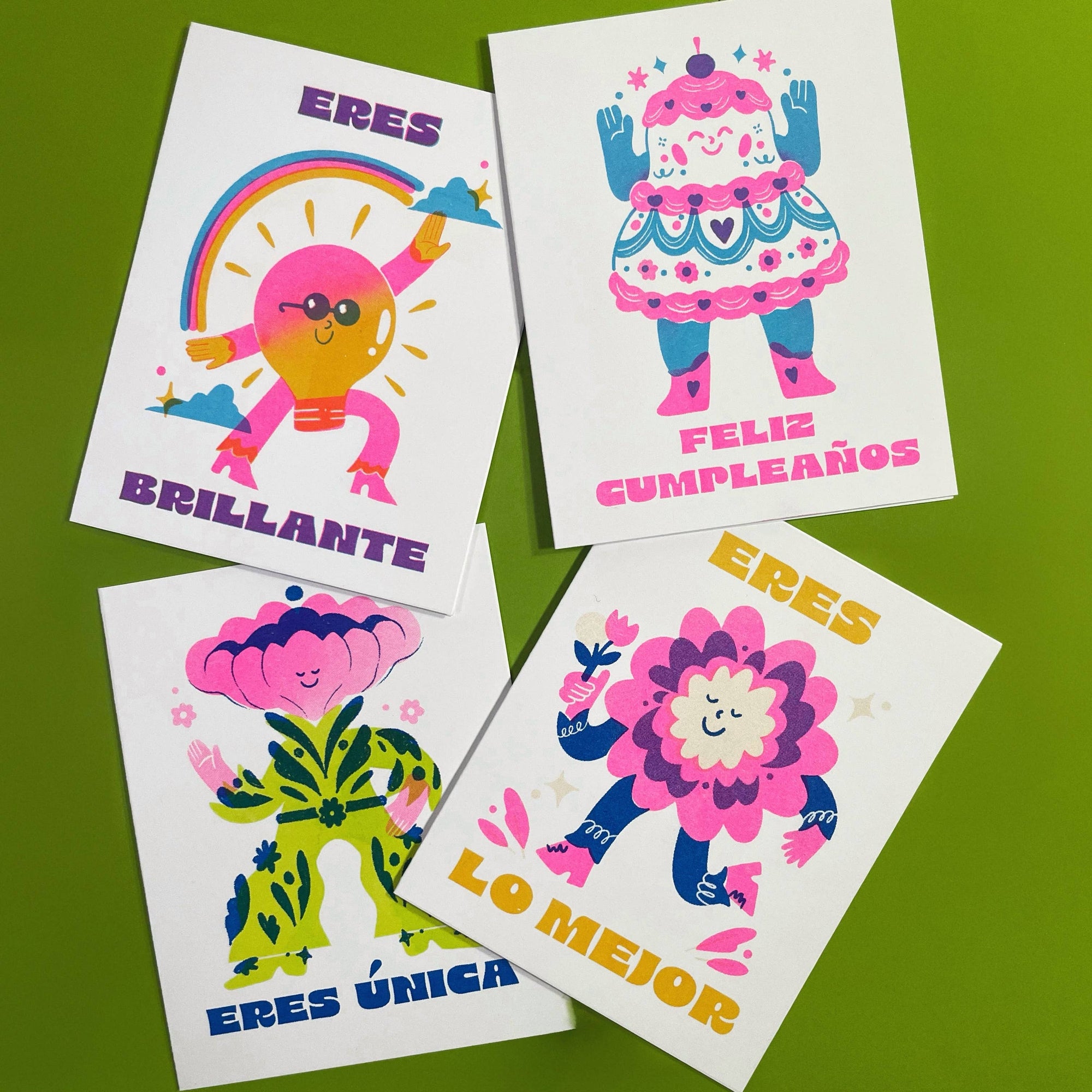 Feliz Cumpleanos - Spanish Birthday Risograph Card 