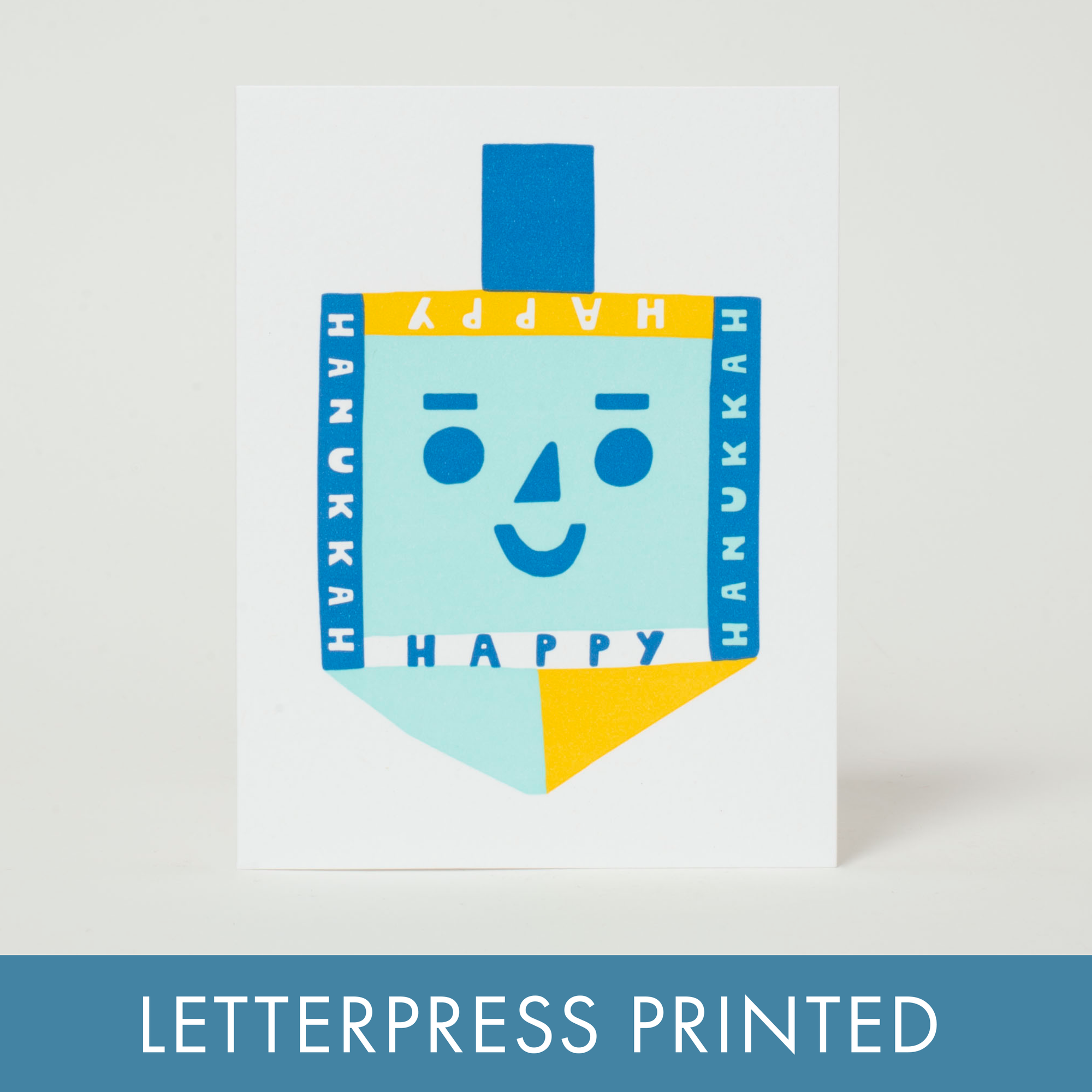 Happy Hanukkah Dreidel Letterpress Greeting Card - Suzy Ultman