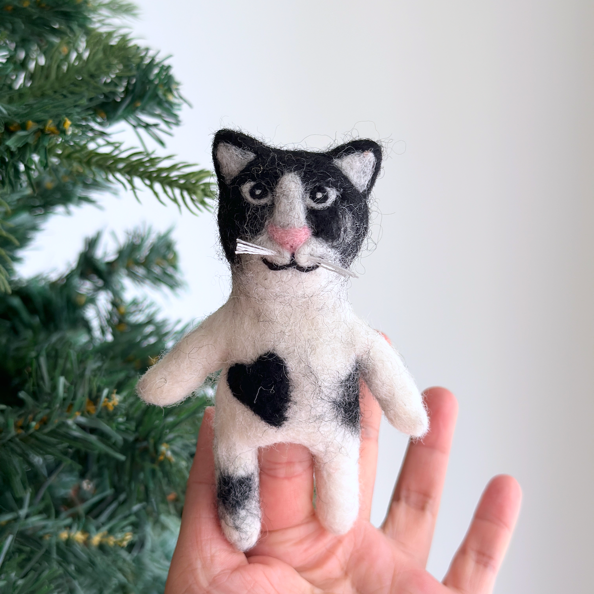 Felt Finger Puppet - "Baby" The Tuxedo Cat