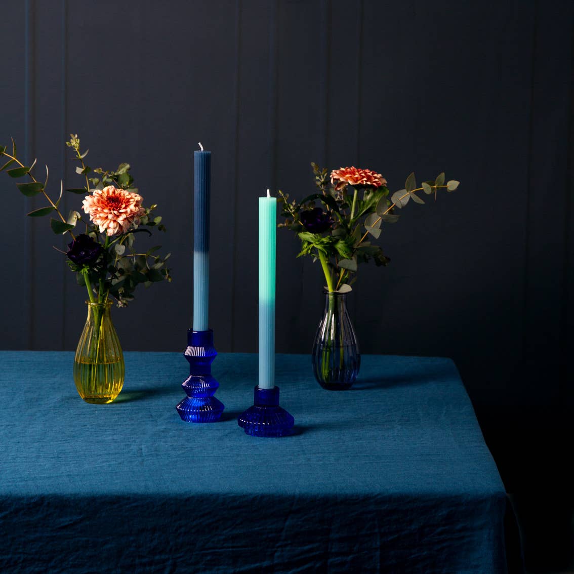 Small Cobalt Blue Glass Candle Holder