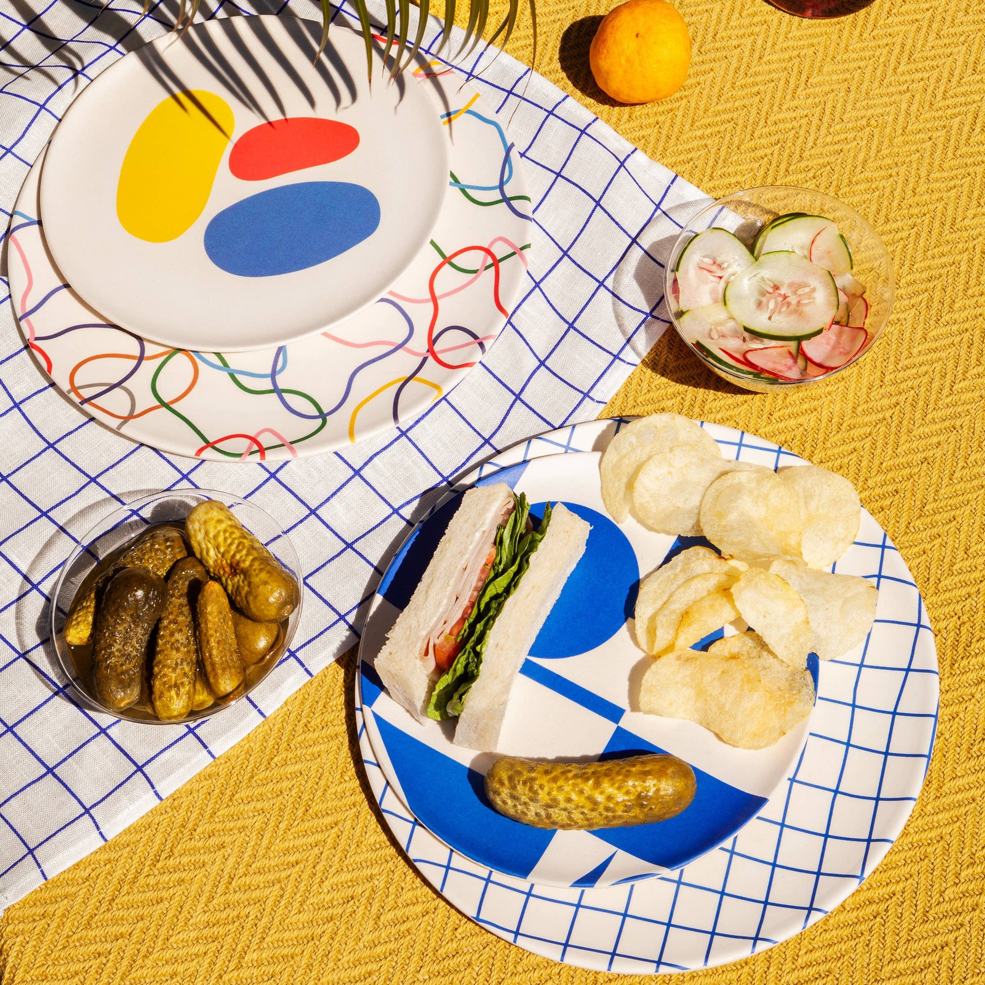Bamboo Dinner Plates in Grid Set