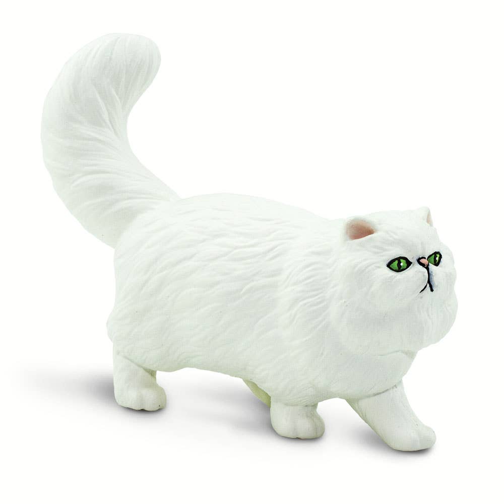 White cat-shaped plush toy on a white background