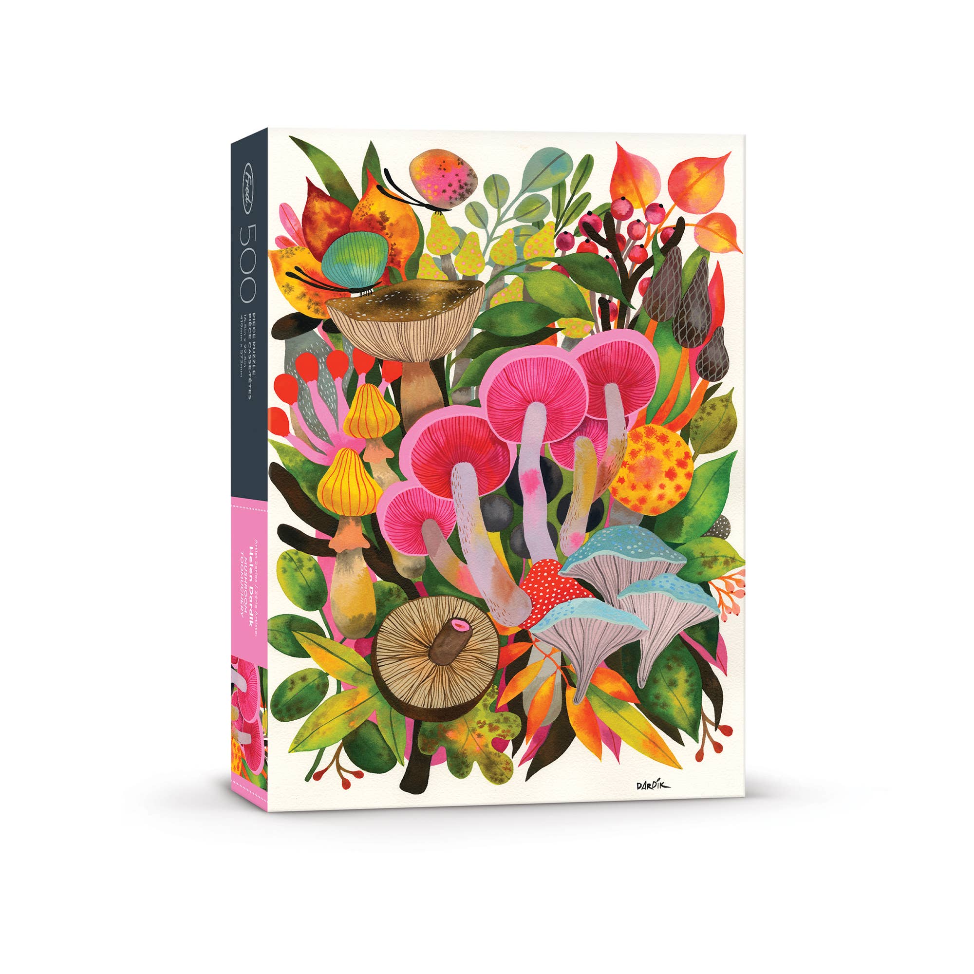 Colorful mushroom illustration on a book cover with a white background