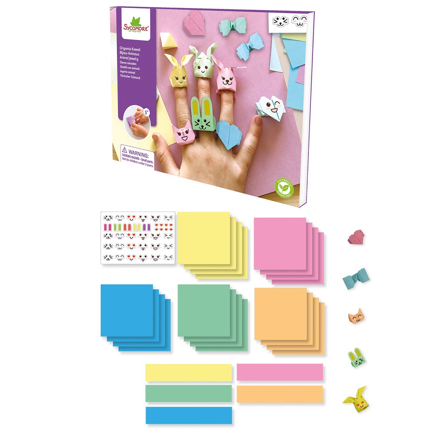 Colorful craft materials with packaging on a white background